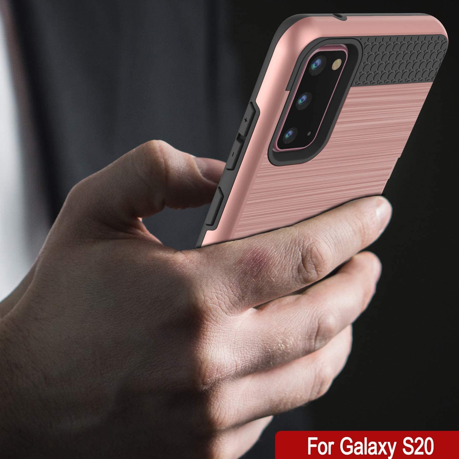 Galaxy S20 Case, PUNKcase [SLOT Series] [Slim Fit] Dual-Layer Armor Cover w/Integrated Anti-Shock System, Credit Card Slot [Rose Gold]