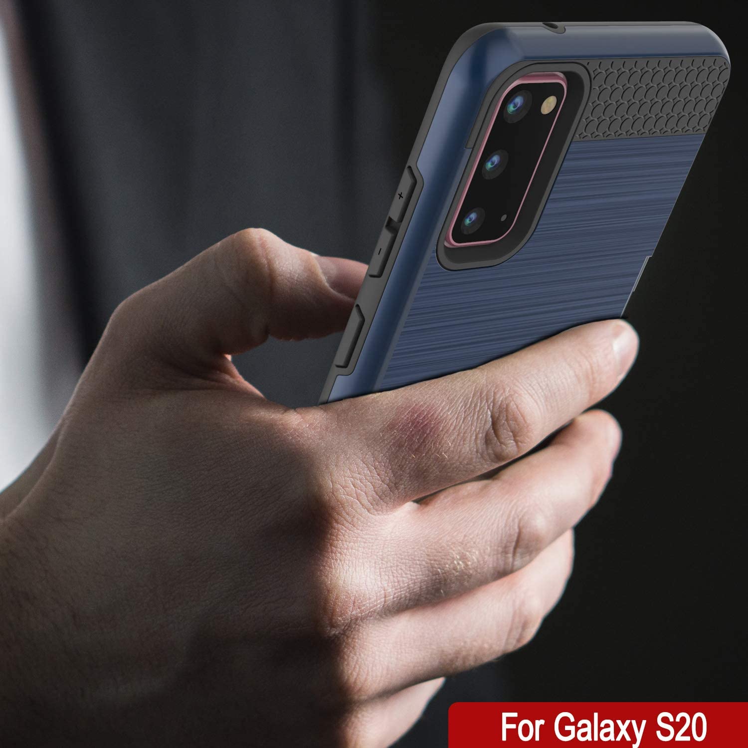 Galaxy S20 Case, PUNKcase [SLOT Series] [Slim Fit] Dual-Layer Armor Cover w/Integrated Anti-Shock System, Credit Card Slot [Navy]