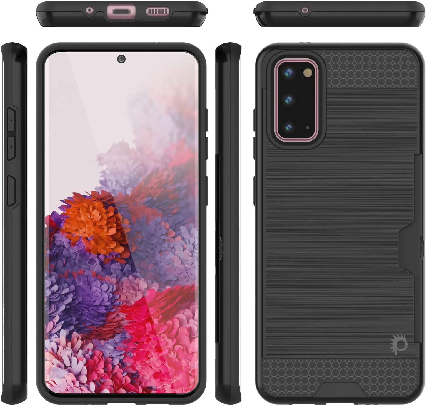 Galaxy S20 Case, PUNKcase [SLOT Series] [Slim Fit] Dual-Layer Armor Cover w/Integrated Anti-Shock System, Credit Card Slot [Black]