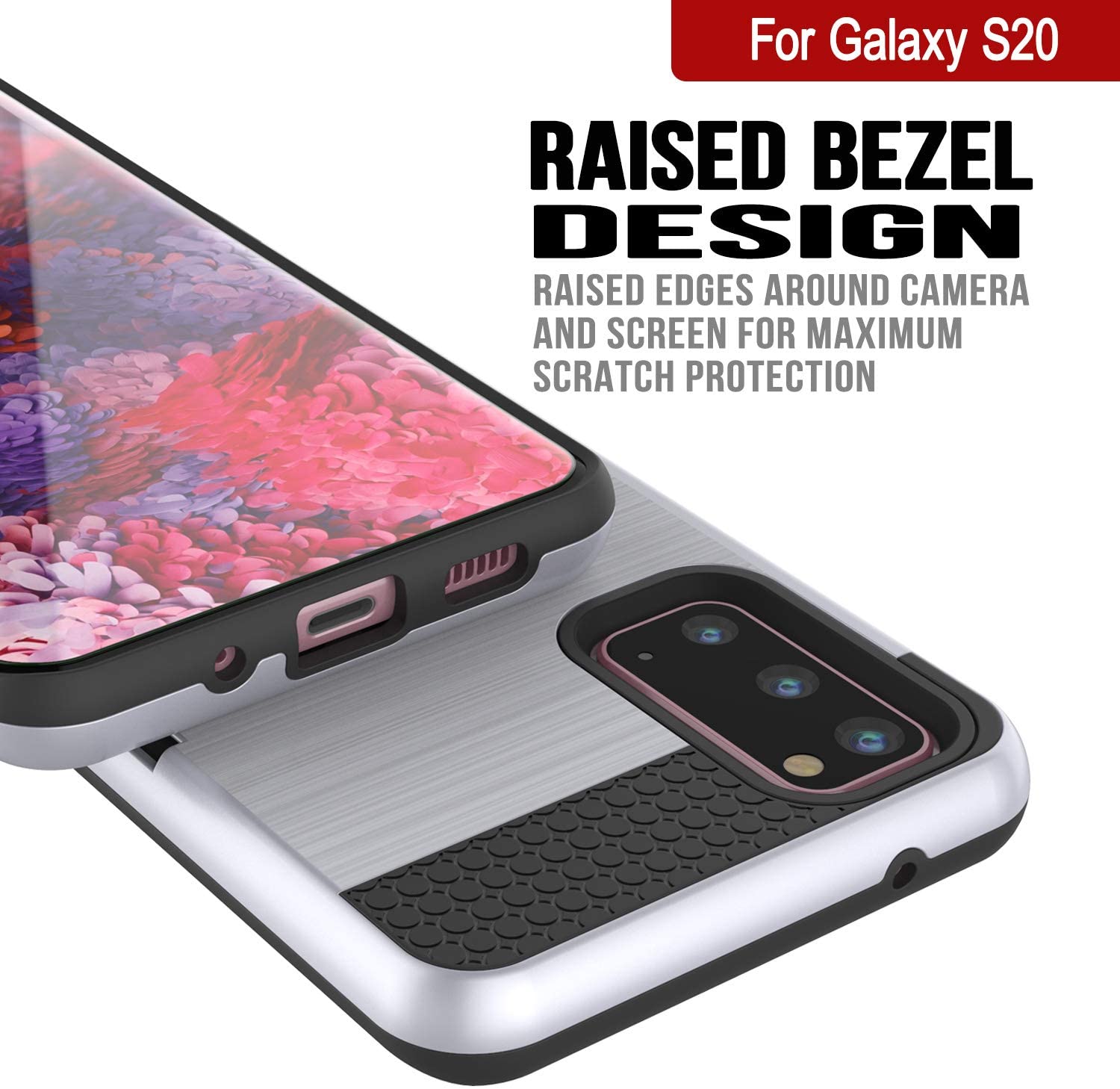 Galaxy S20 Case, PUNKcase [SLOT Series] [Slim Fit] Dual-Layer Armor Cover w/Integrated Anti-Shock System, Credit Card Slot [White]