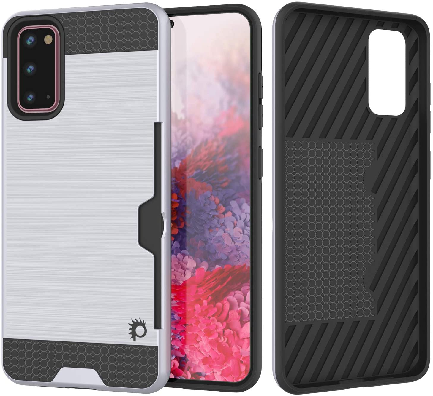 Galaxy S20 Case, PUNKcase [SLOT Series] [Slim Fit] Dual-Layer Armor Cover w/Integrated Anti-Shock System, Credit Card Slot [White]
