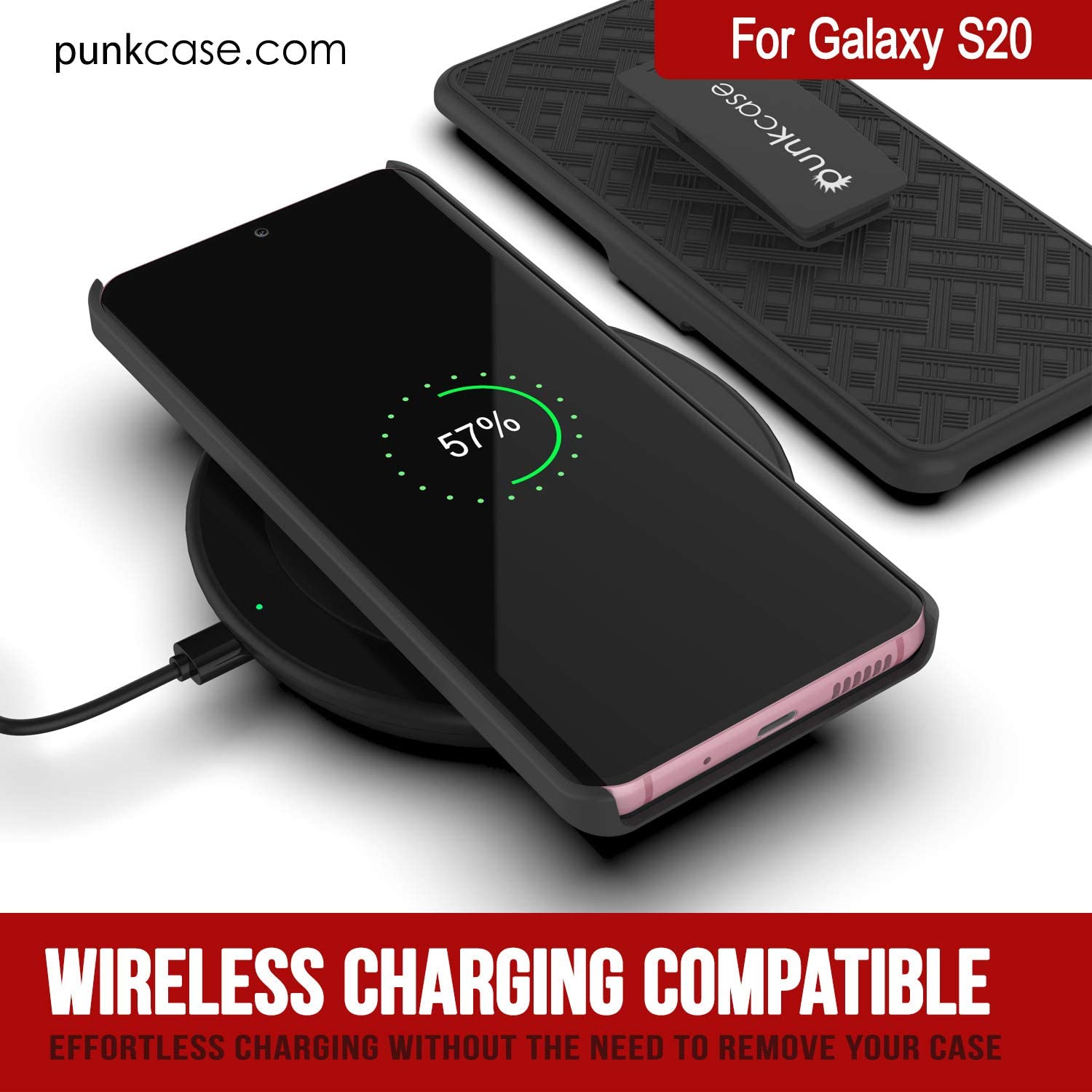 Punkcase Galaxy S20 Case With Screen Protector, Holster Belt Clip [Black]