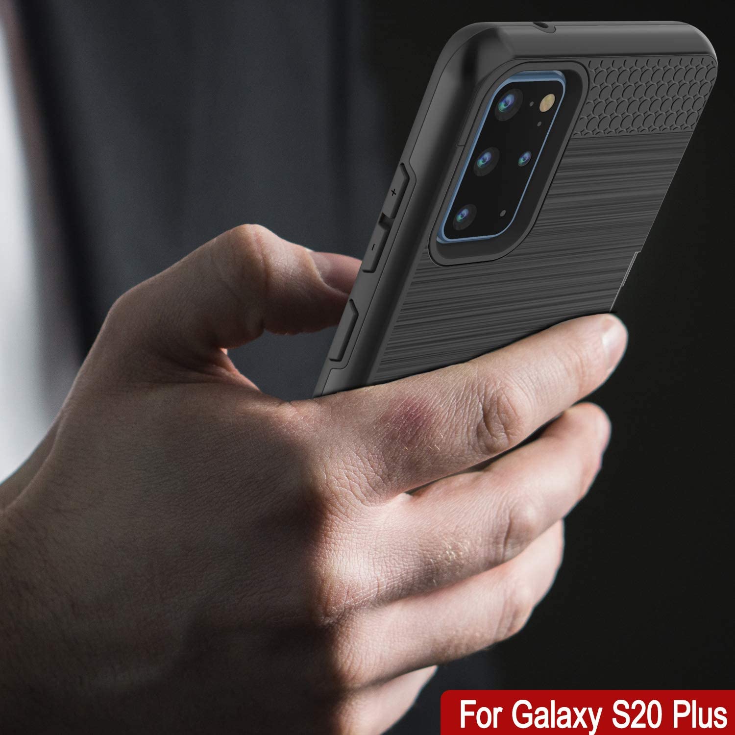 Galaxy S20+ Plus  Case, PUNKcase [SLOT Series] [Slim Fit] Dual-Layer Armor Cover w/Integrated Anti-Shock System, Credit Card Slot [Black]