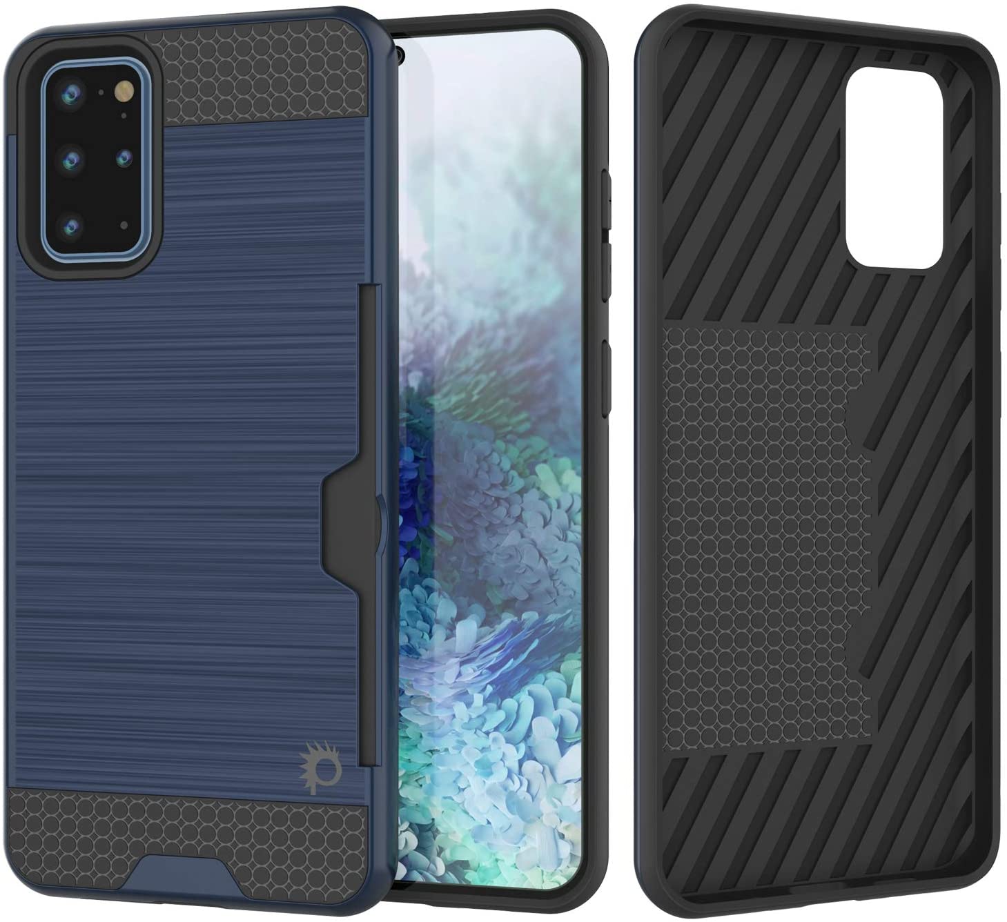 Galaxy S20+ Plus  Case, PUNKcase [SLOT Series] [Slim Fit] Dual-Layer Armor Cover w/Integrated Anti-Shock System, Credit Card Slot [Navy]