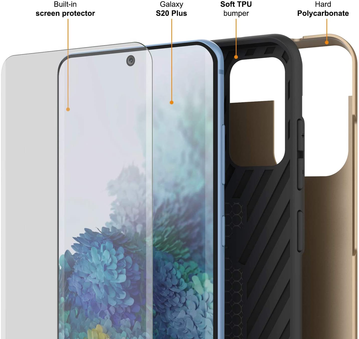 Galaxy S20+ Plus  Case, PUNKcase [SLOT Series] [Slim Fit] Dual-Layer Armor Cover w/Integrated Anti-Shock System, Credit Card Slot [Gold]