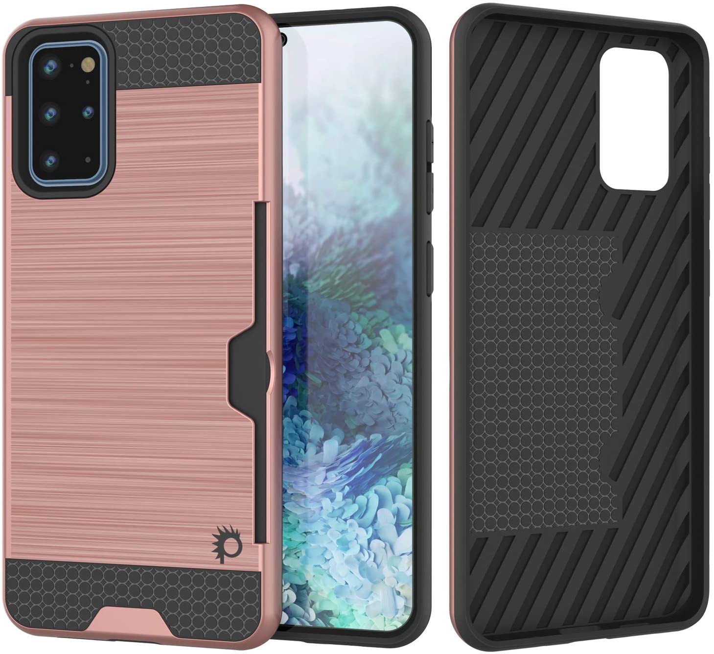 Galaxy S20+ Plus  Case, PUNKcase [SLOT Series] [Slim Fit] Dual-Layer Armor Cover w/Integrated Anti-Shock System, Credit Card Slot [Rose Gold]