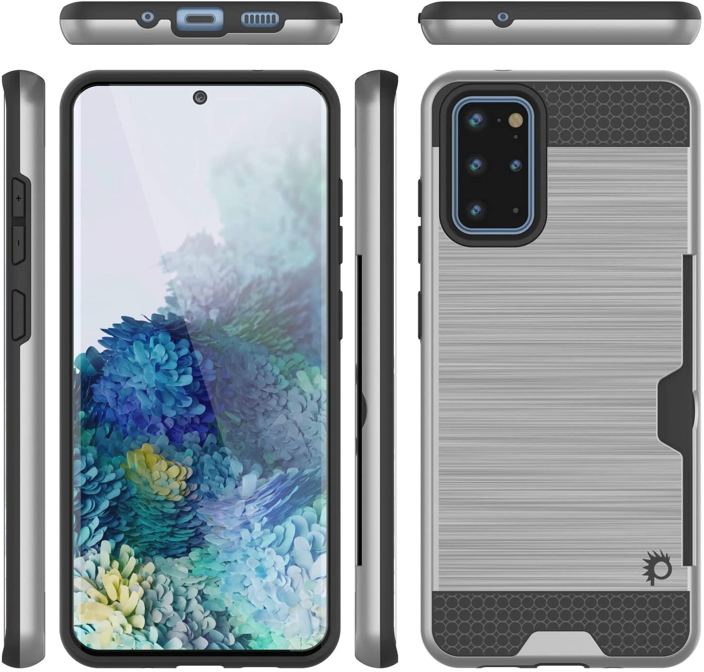 Galaxy S20+ Plus  Case, PUNKcase [SLOT Series] [Slim Fit] Dual-Layer Armor Cover w/Integrated Anti-Shock System, Credit Card Slot [Silver]