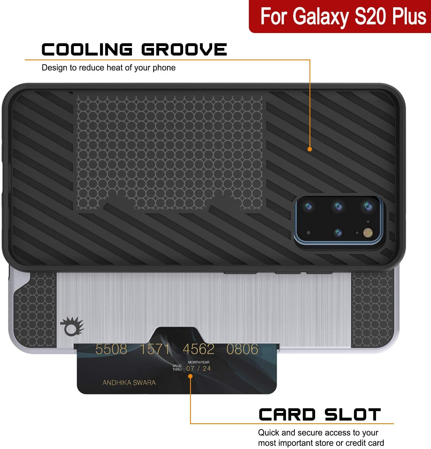 Galaxy S20+ Plus  Case, PUNKcase [SLOT Series] [Slim Fit] Dual-Layer Armor Cover w/Integrated Anti-Shock System, Credit Card Slot [White]