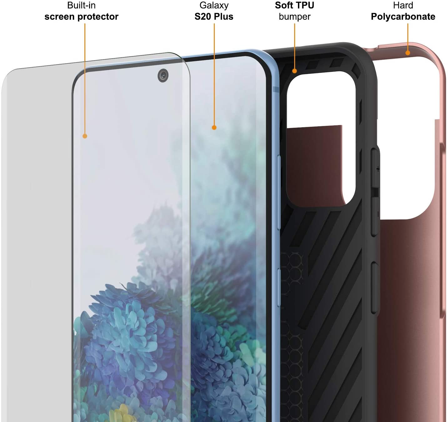 Galaxy S20+ Plus  Case, PUNKcase [SLOT Series] [Slim Fit] Dual-Layer Armor Cover w/Integrated Anti-Shock System, Credit Card Slot [Rose Gold]