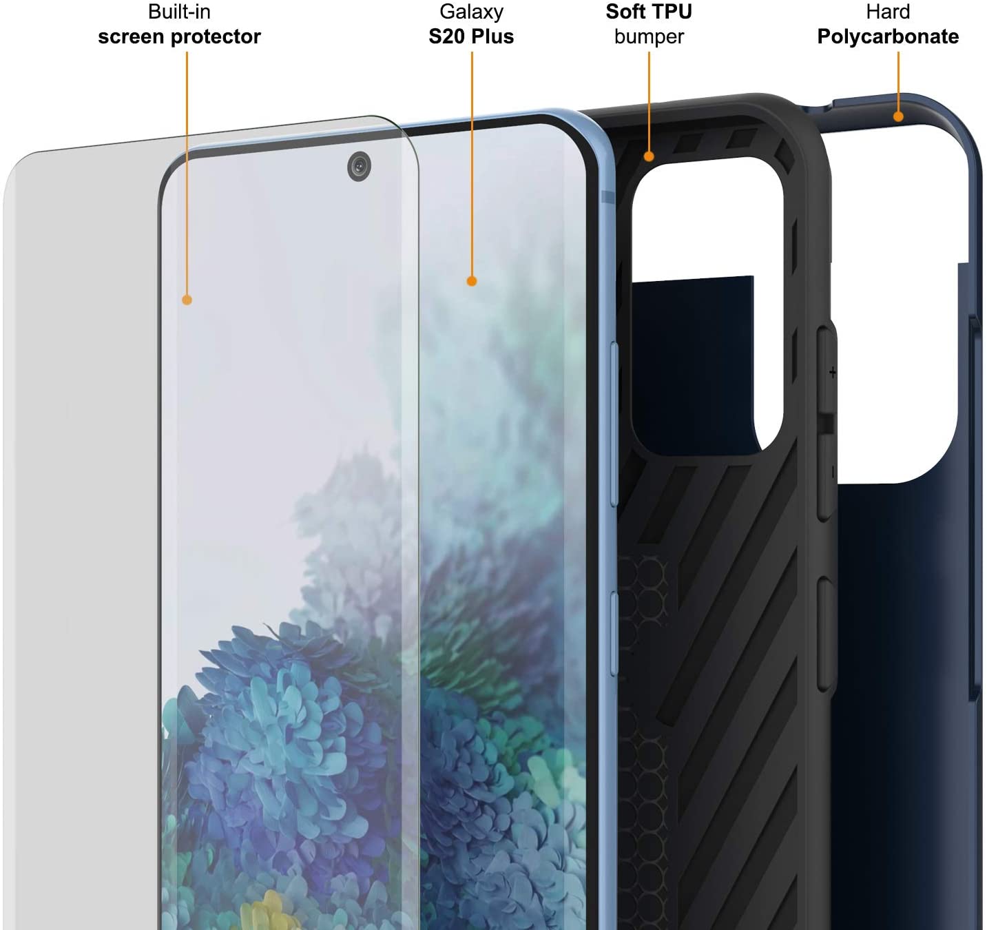 Galaxy S20+ Plus  Case, PUNKcase [SLOT Series] [Slim Fit] Dual-Layer Armor Cover w/Integrated Anti-Shock System, Credit Card Slot [Navy]