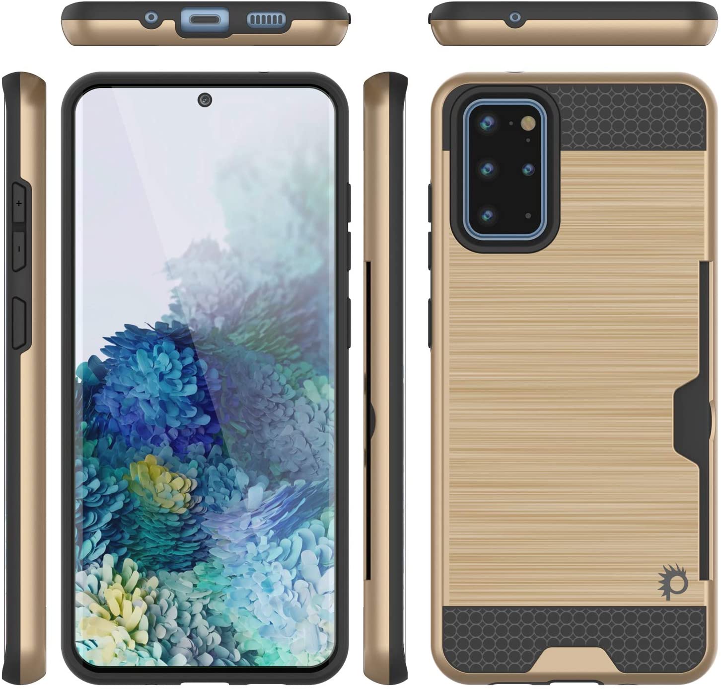Galaxy S20+ Plus  Case, PUNKcase [SLOT Series] [Slim Fit] Dual-Layer Armor Cover w/Integrated Anti-Shock System, Credit Card Slot [Gold]