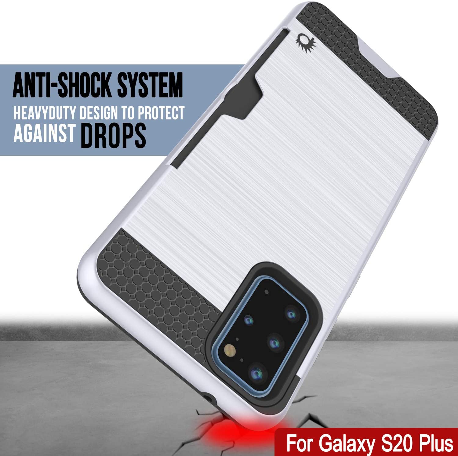 Galaxy S20+ Plus  Case, PUNKcase [SLOT Series] [Slim Fit] Dual-Layer Armor Cover w/Integrated Anti-Shock System, Credit Card Slot [White]