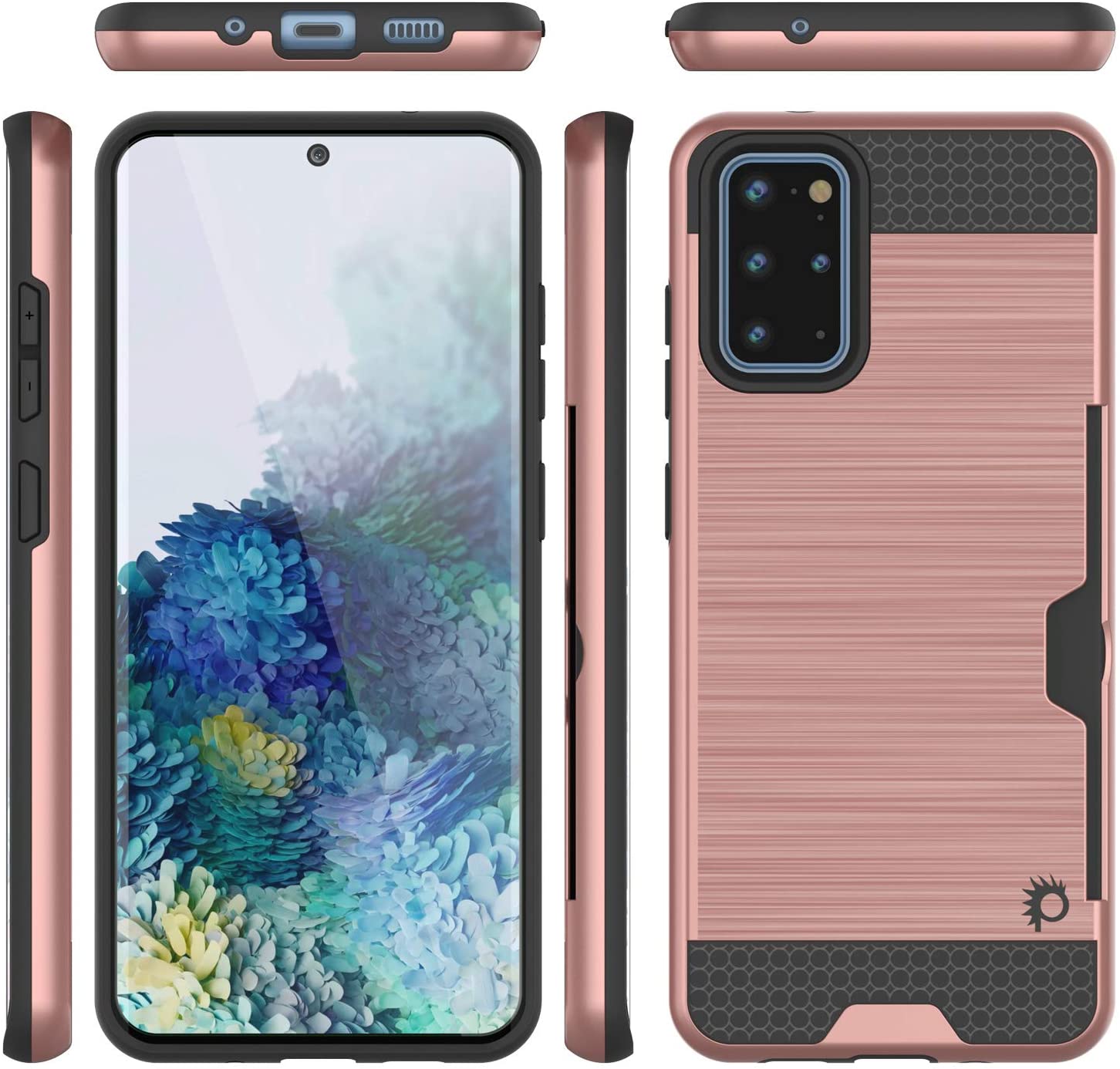 Galaxy S20+ Plus  Case, PUNKcase [SLOT Series] [Slim Fit] Dual-Layer Armor Cover w/Integrated Anti-Shock System, Credit Card Slot [Rose Gold]