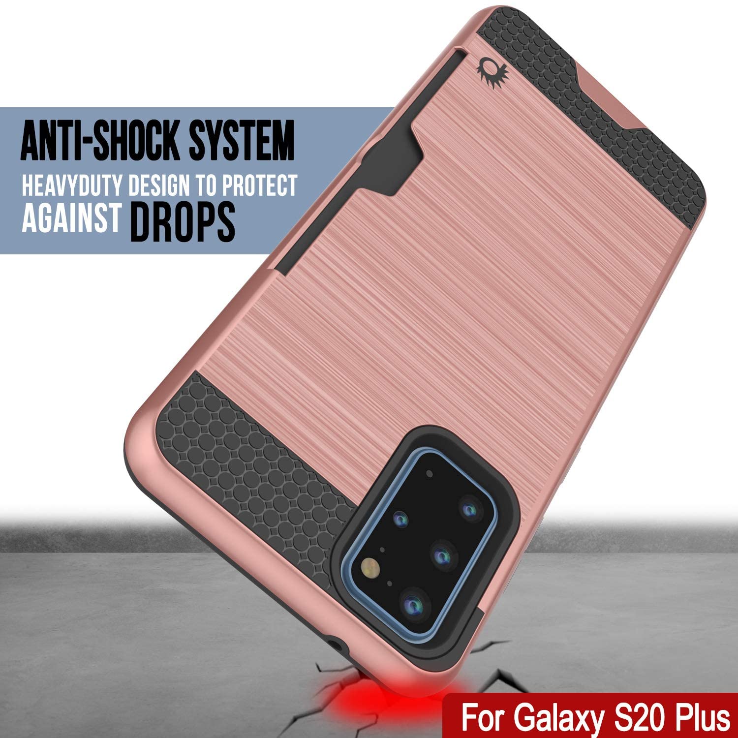 Galaxy S20+ Plus  Case, PUNKcase [SLOT Series] [Slim Fit] Dual-Layer Armor Cover w/Integrated Anti-Shock System, Credit Card Slot [Rose Gold]