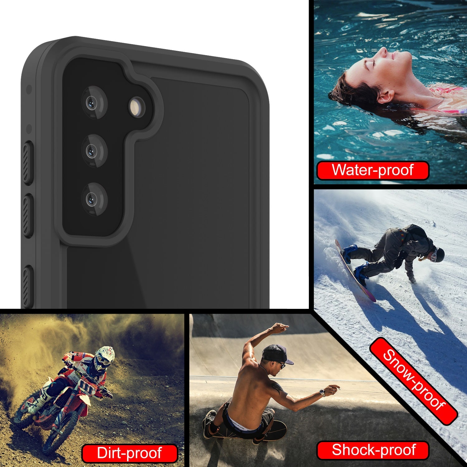 Galaxy S22+ Plus Waterproof Case, Punkcase StudStar White Thin 6.6ft Underwater IP68 Shock/Snow Proof