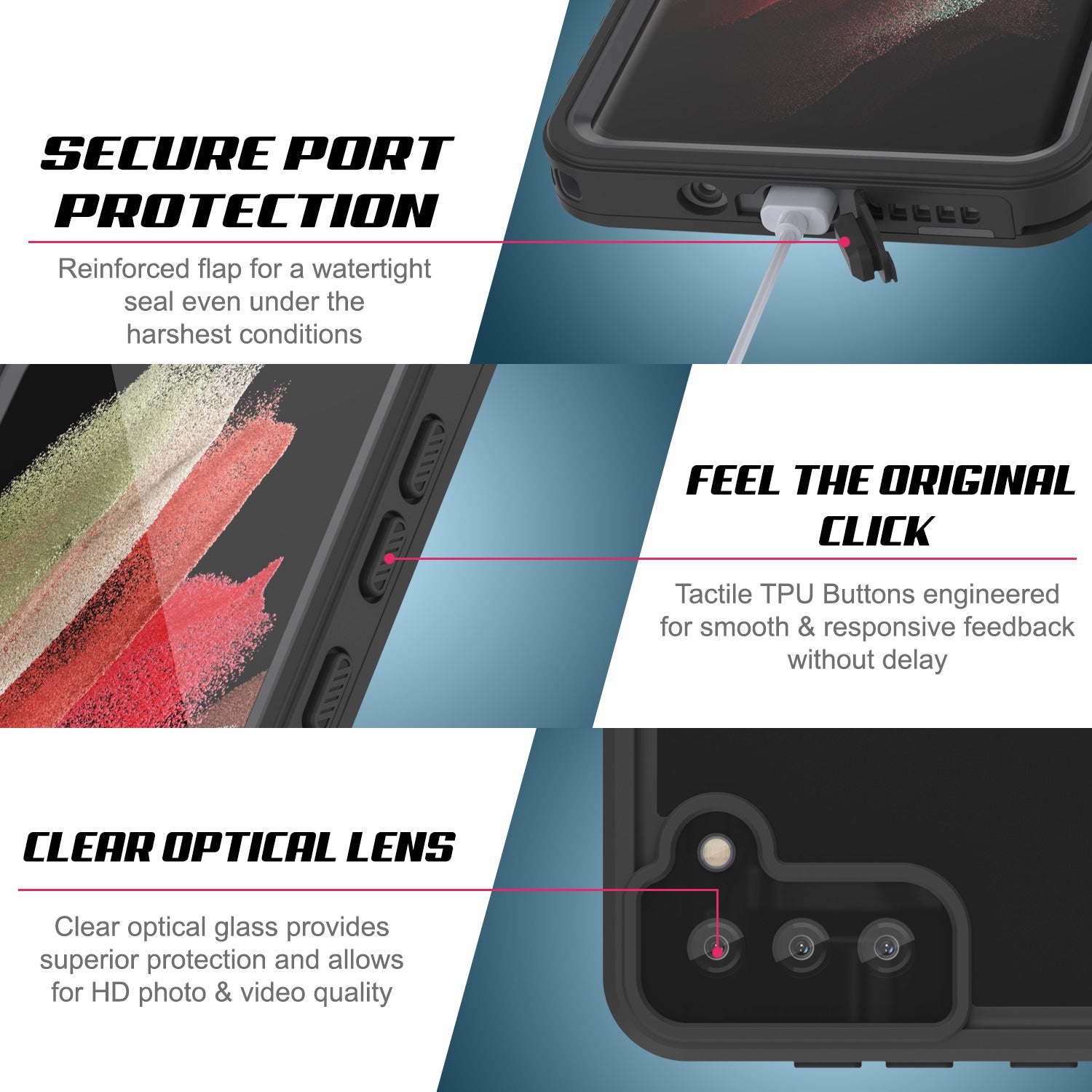 Galaxy S22+ Plus Waterproof Case PunkCase StudStar Light Blue Thin 6.6ft Underwater IP68 ShockProof