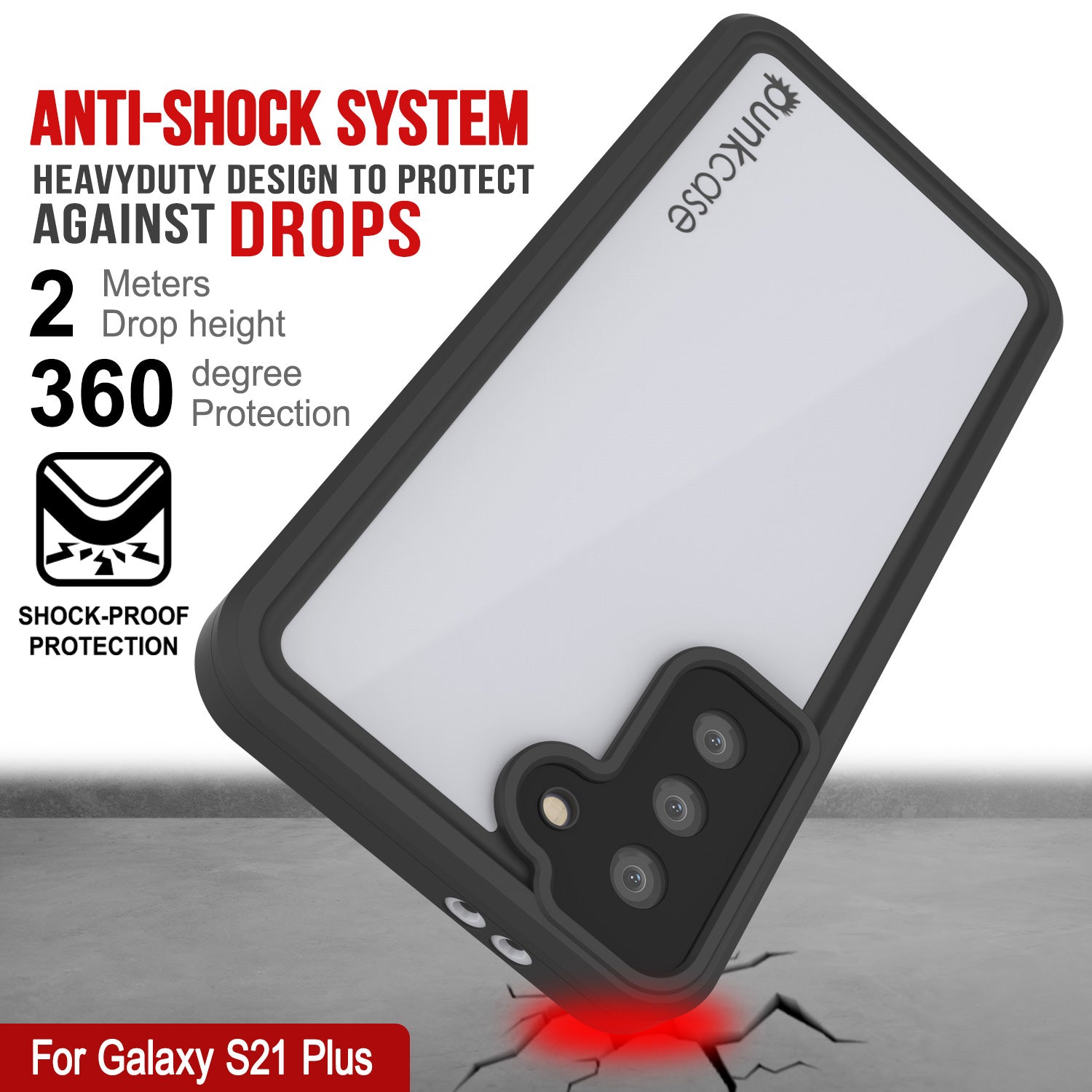 Galaxy S21+ Plus Waterproof Case, Punkcase StudStar White Thin 6.6ft Underwater IP68 Shock/Snow Proof