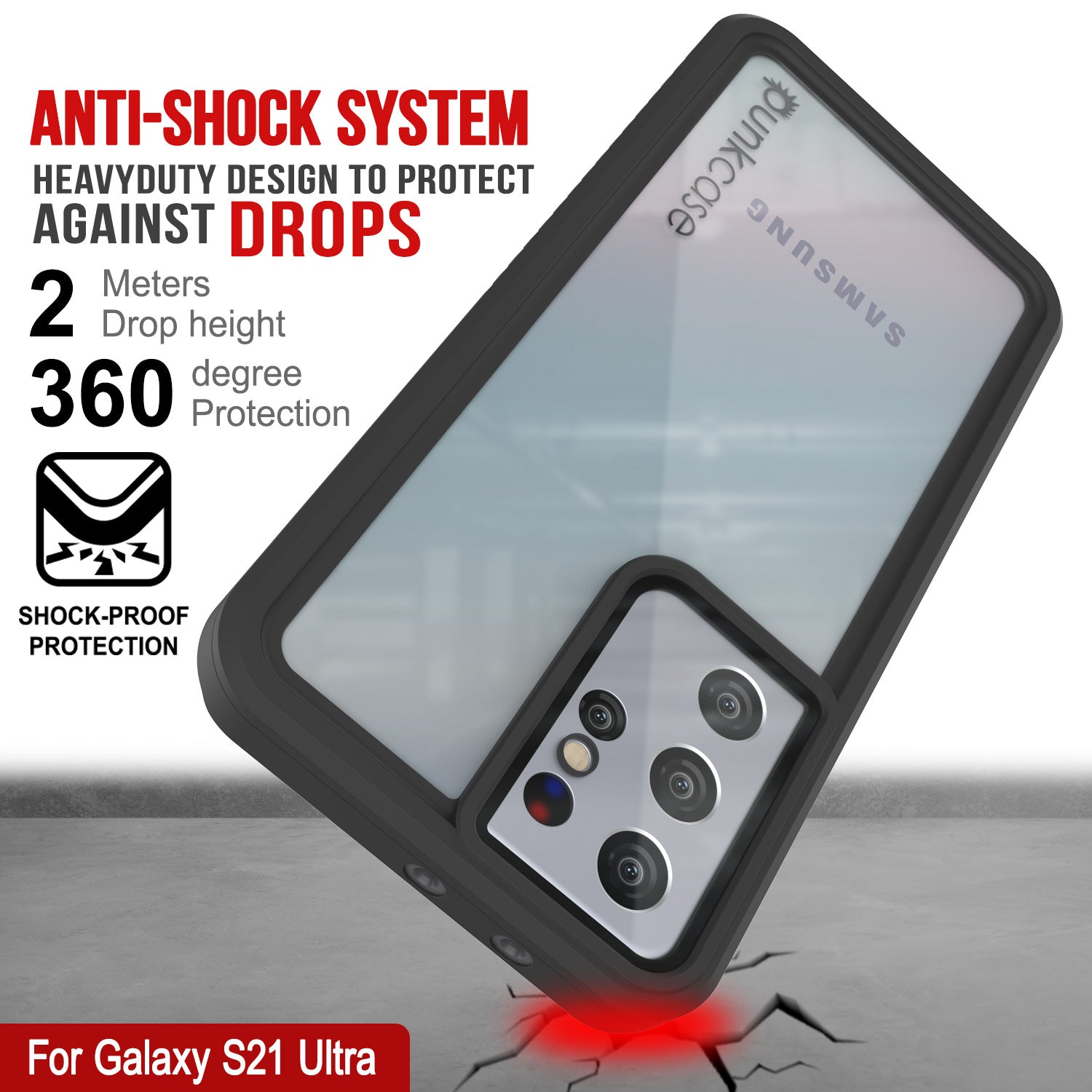 Galaxy S21 Ultra Water/Shock/Snow/dirt proof [Extreme Series] Slim Case [Light Blue]