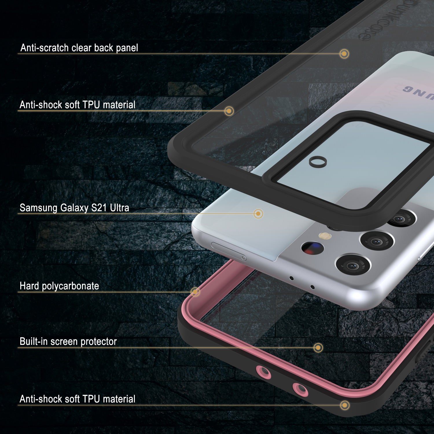 Galaxy S21 Ultra Water/Shock/Snowproof [Extreme Series] Slim Screen Protector Case [Pink]