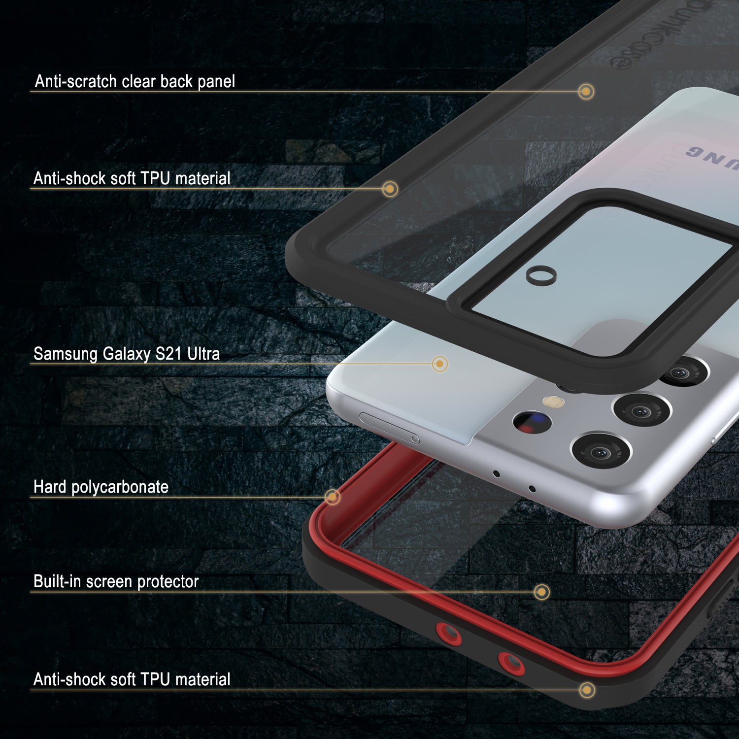 Galaxy S21 Ultra Water/Shock/Snowproof [Extreme Series] Slim Screen Protector Case [Red]