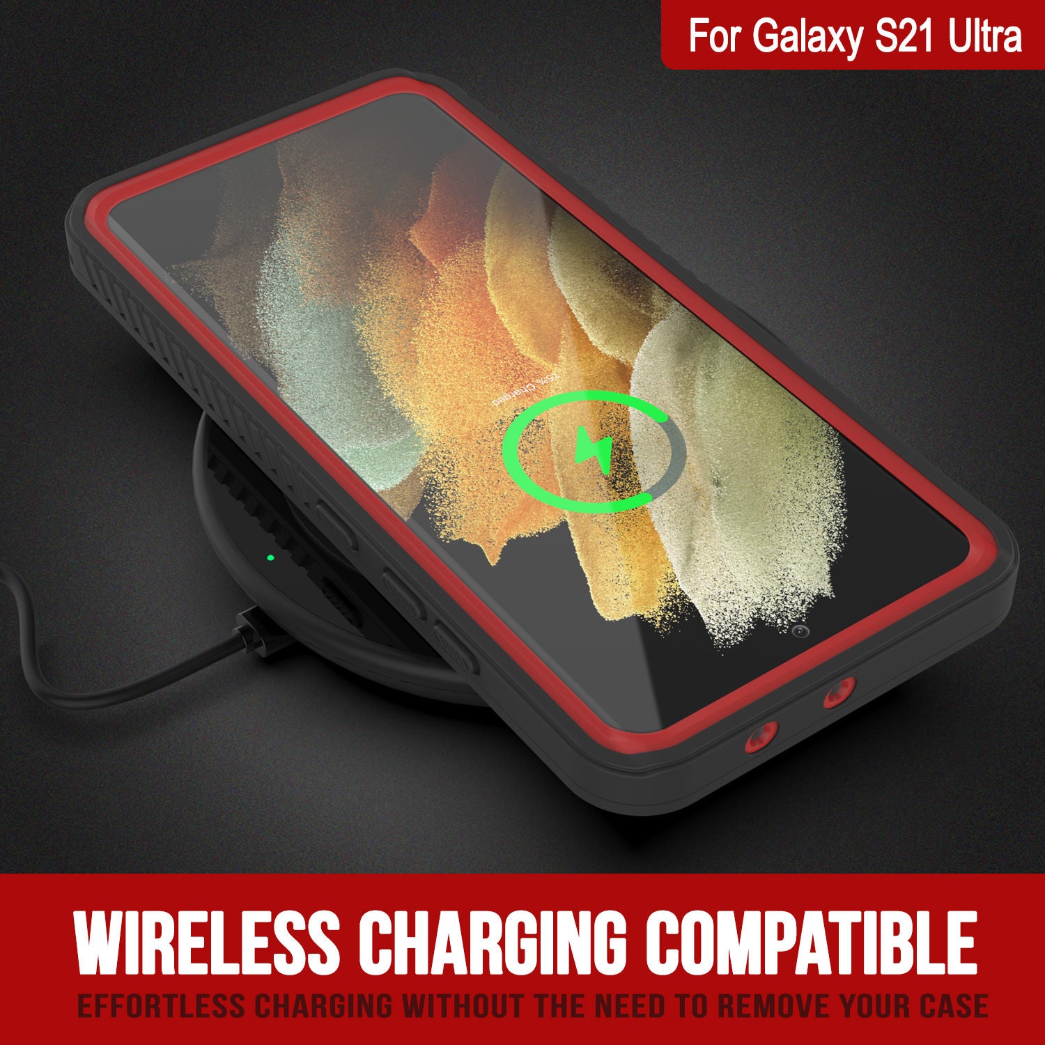 Galaxy S21 Ultra Water/Shock/Snowproof [Extreme Series] Slim Screen Protector Case [Red]