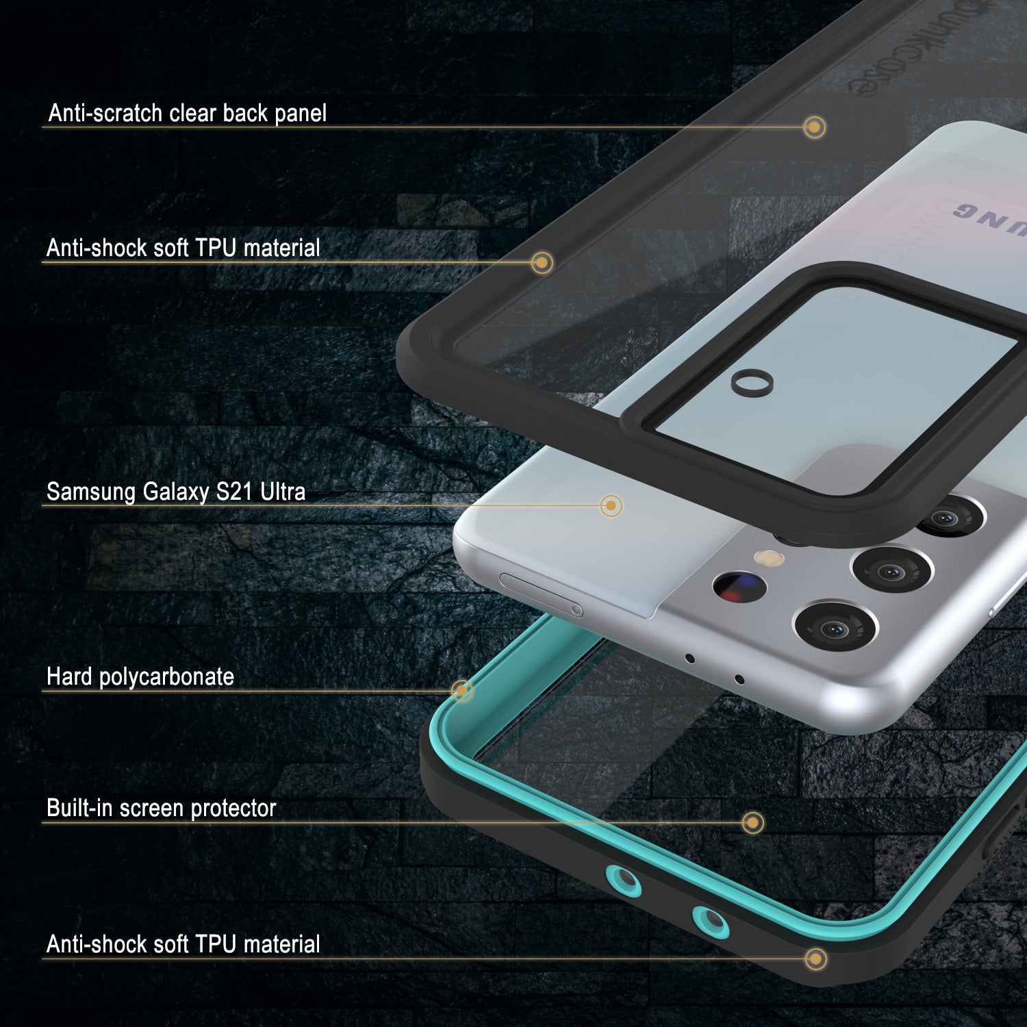 Galaxy S21 Ultra Water/Shock/Snowproof [Extreme Series]  Screen Protector Case [Teal]