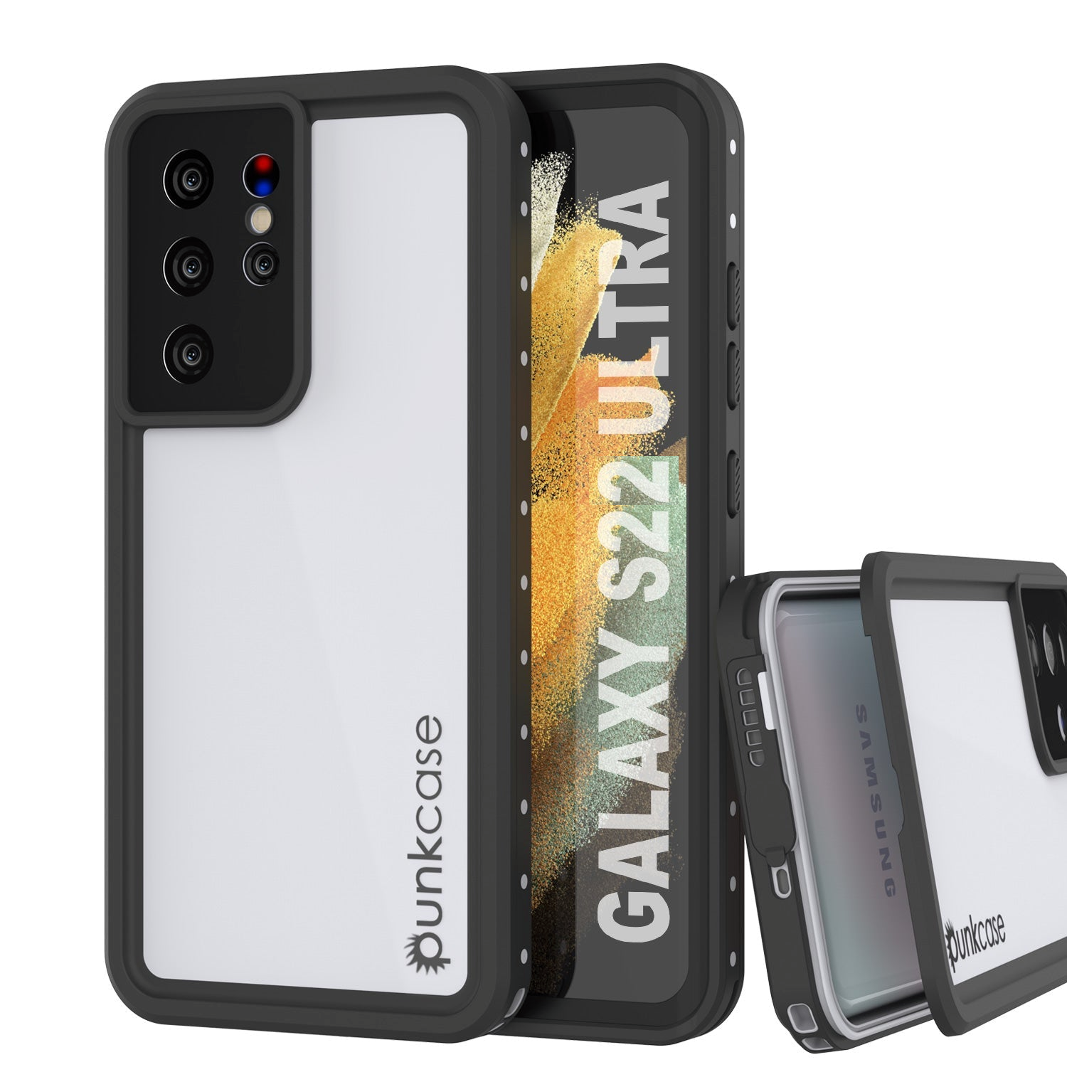 Galaxy S22 Ultra Waterproof Case, Punkcase StudStar White Thin 6.6ft Underwater IP68 Shock/Snow Proof