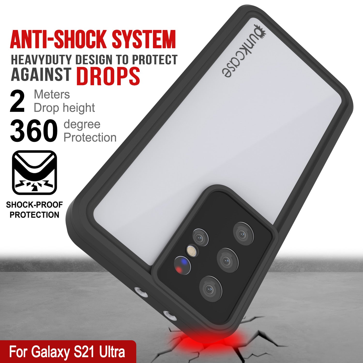 Galaxy S22 Ultra Waterproof Case, Punkcase StudStar White Thin 6.6ft Underwater IP68 Shock/Snow Proof