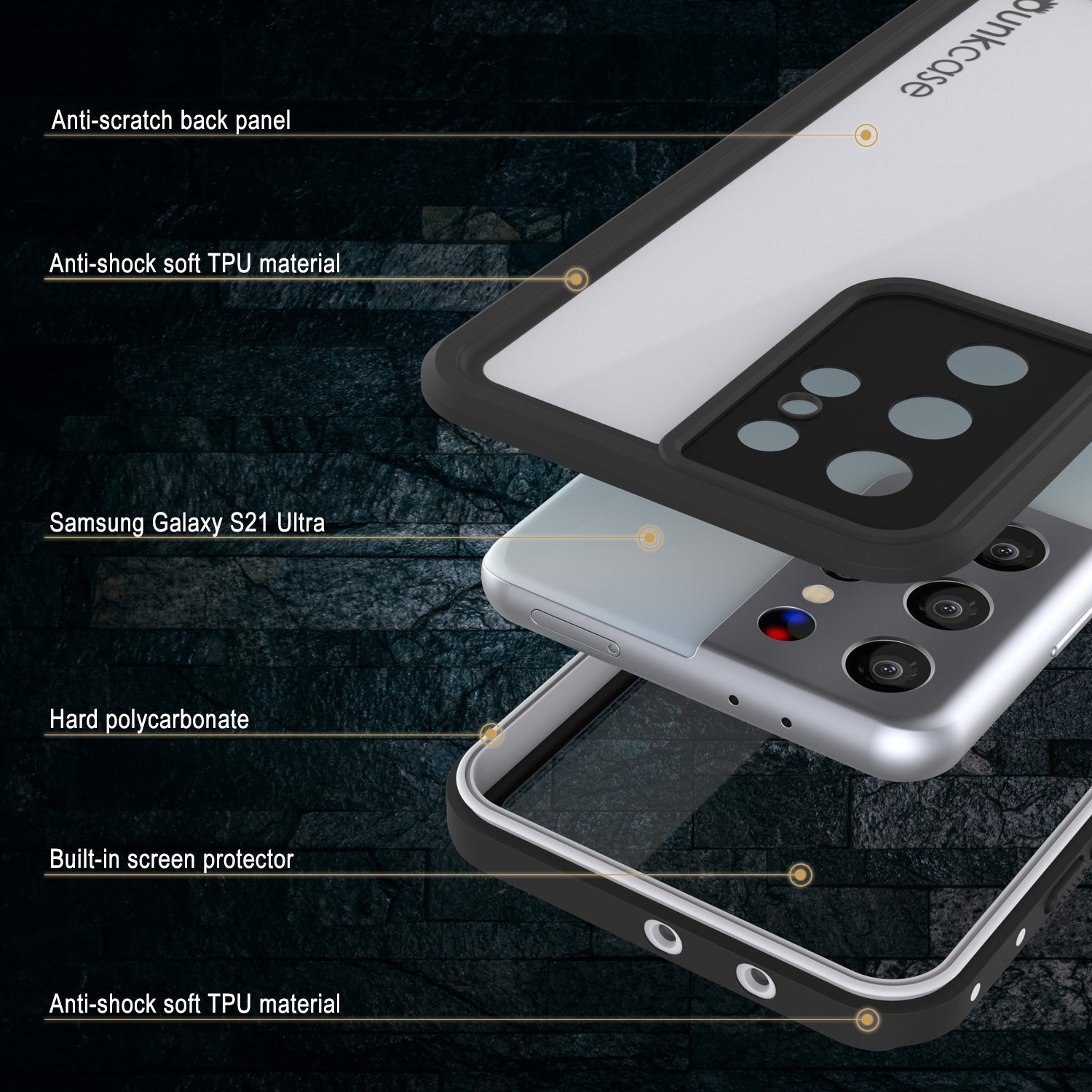 Galaxy S22 Ultra Waterproof Case, Punkcase StudStar White Thin 6.6ft Underwater IP68 Shock/Snow Proof