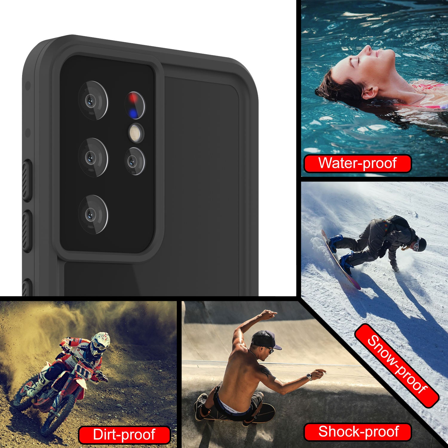 Galaxy S21 Ultra Waterproof Case PunkCase StudStar Clear Thin 6.6ft Underwater IP68 Shock/Snow Proof