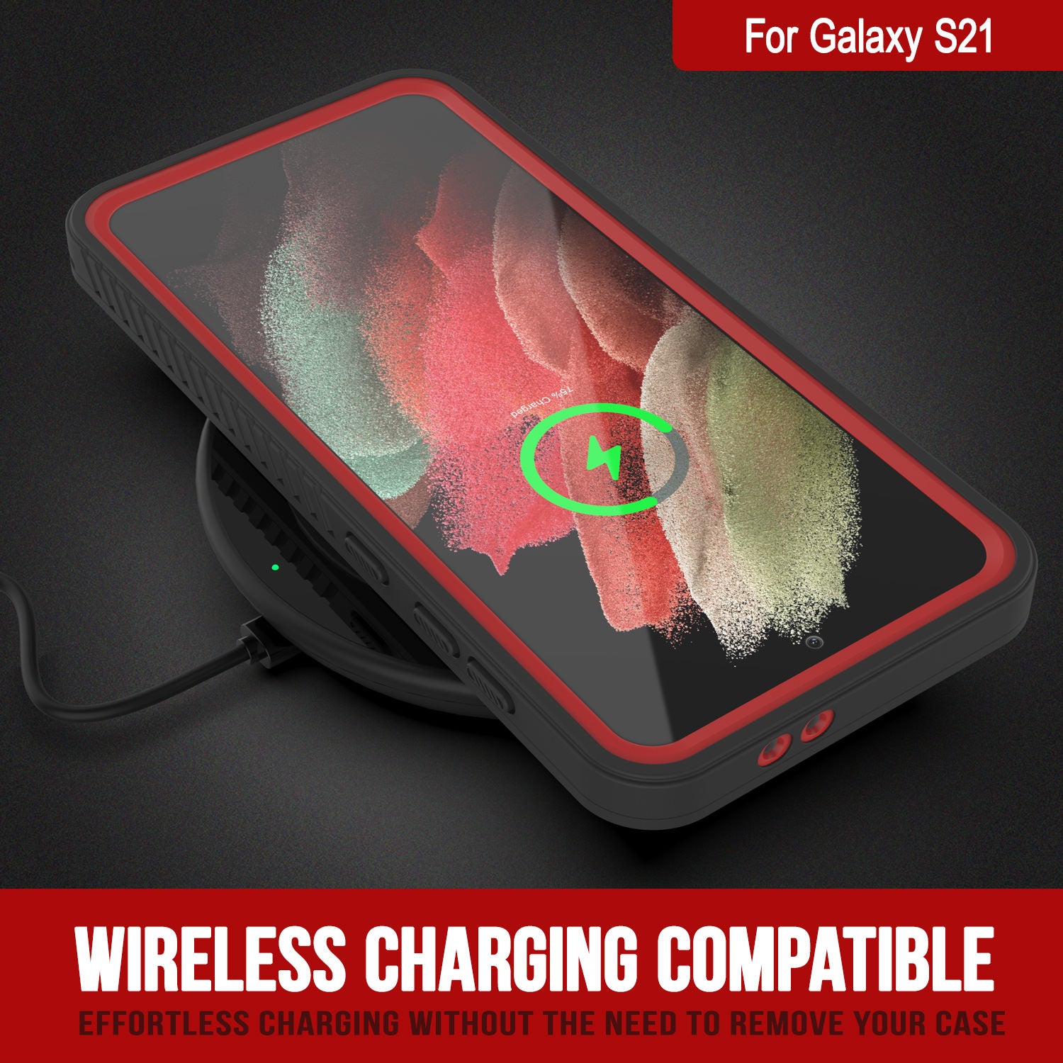 Galaxy S21 Water/Shock/Snowproof [Extreme Series] Slim Screen Protector Case [Red]