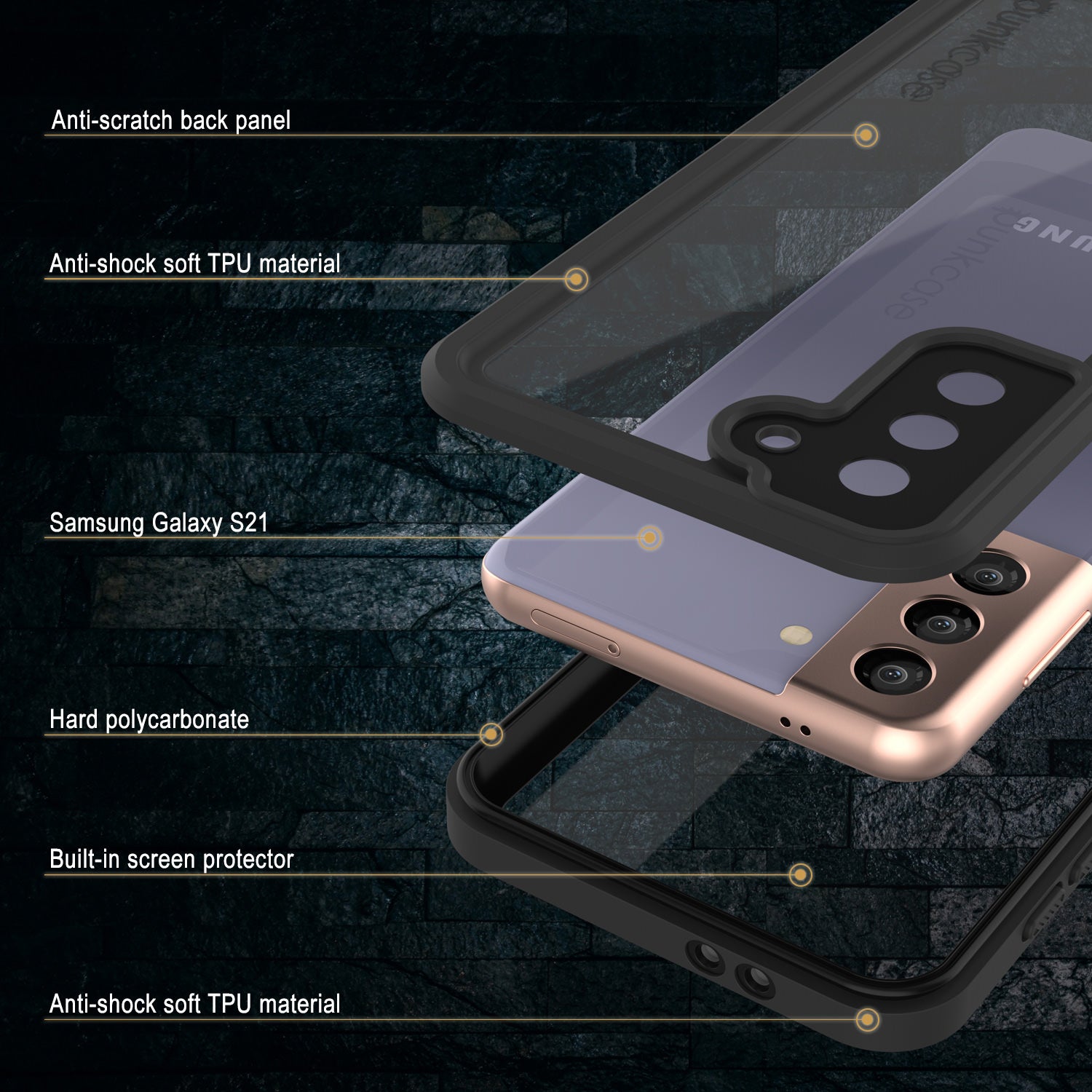 Galaxy S21 Waterproof Case PunkCase StudStar Clear Thin 6.6ft Underwater IP68 Shock/Snow Proof