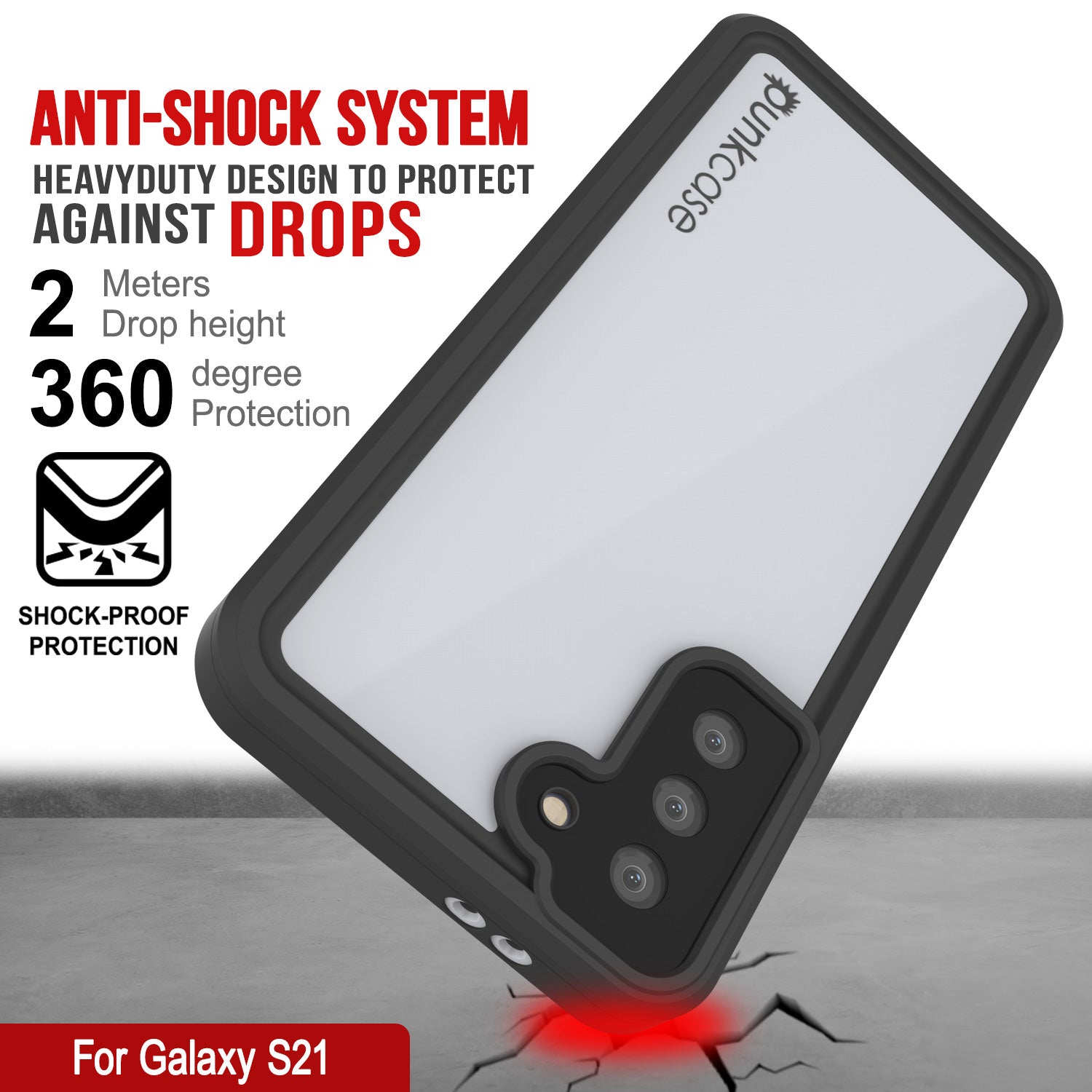 Galaxy S22 Waterproof Case, Punkcase StudStar White Thin 6.6ft Underwater IP68 Shock/Snow Proof