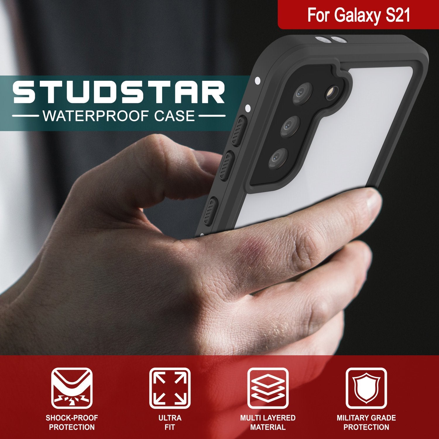 Galaxy A51 Waterproof Case, Punkcase StudStar White Thin 6.6ft Underwater IP68 Shock/Snow Proof