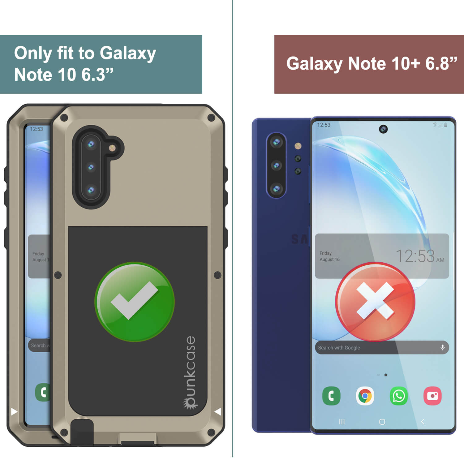 Galaxy Note 10  Case, PUNKcase Metallic Gold Shockproof  Slim Metal Armor Case [Gold]