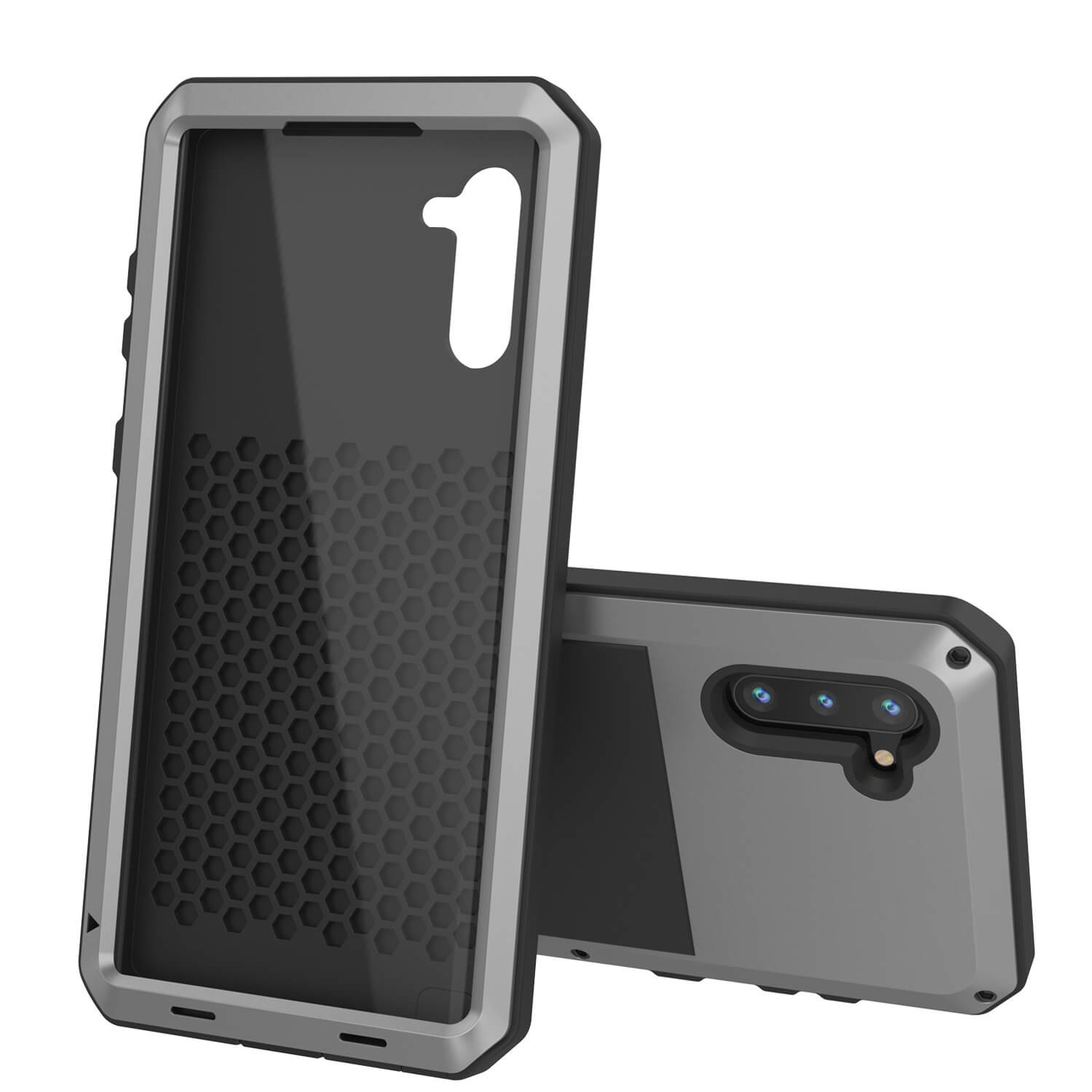 Galaxy Note 10  Case, PUNKcase Metallic Silver Shockproof  Slim Metal Armor Case [Silver]