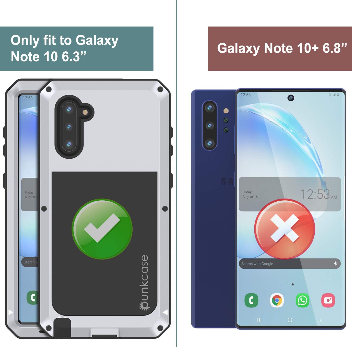 Galaxy Note 10  Case, PUNKcase Metallic White Shockproof  Slim Metal Armor Case [White]