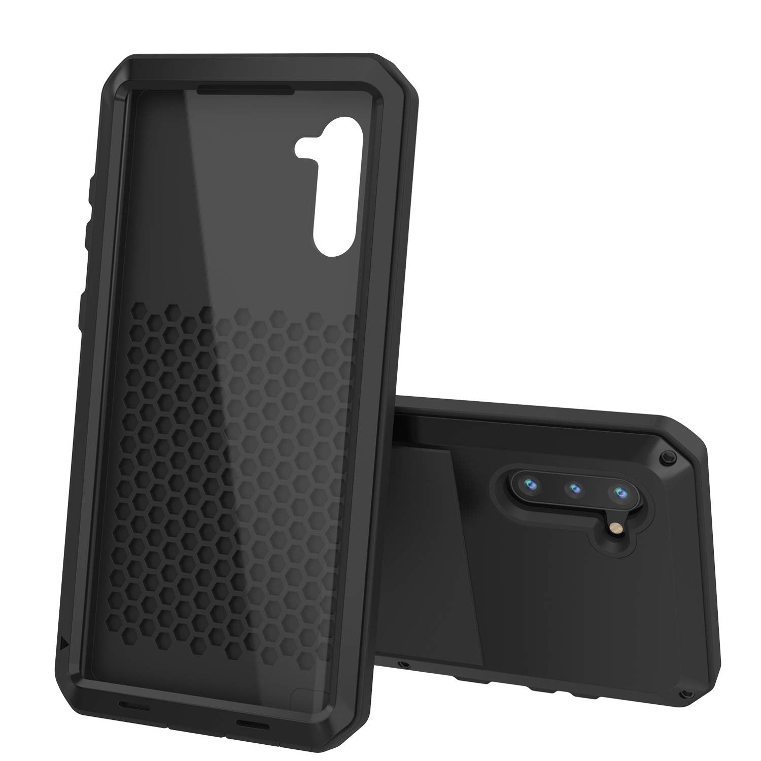 Galaxy Note 10 Case, PUNKcase Metallic Black Shockproof  Slim Metal Armor Case [Black]