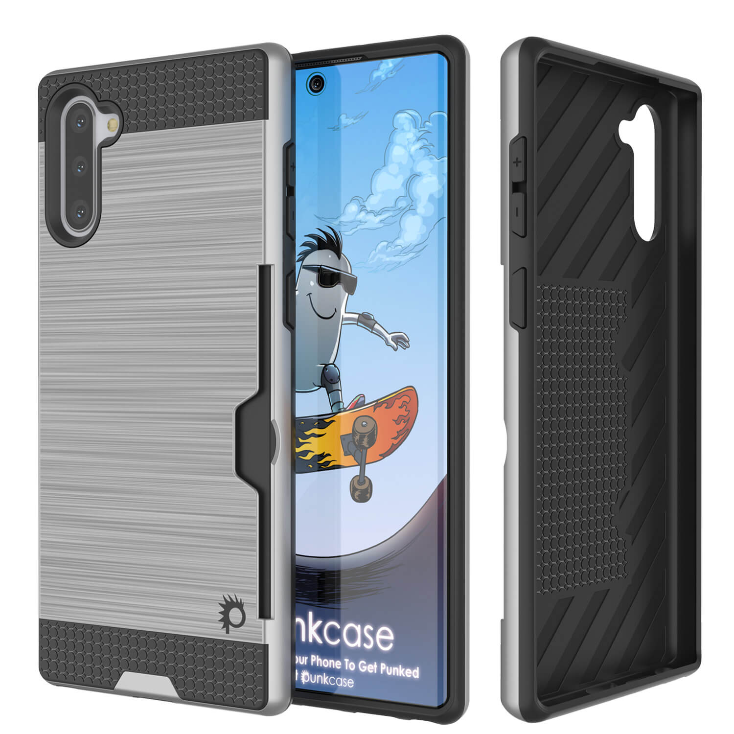Galaxy Note 10 Case, PUNKcase [SLOT Series] Slim Fit  Samsung Note 10 [Silver]