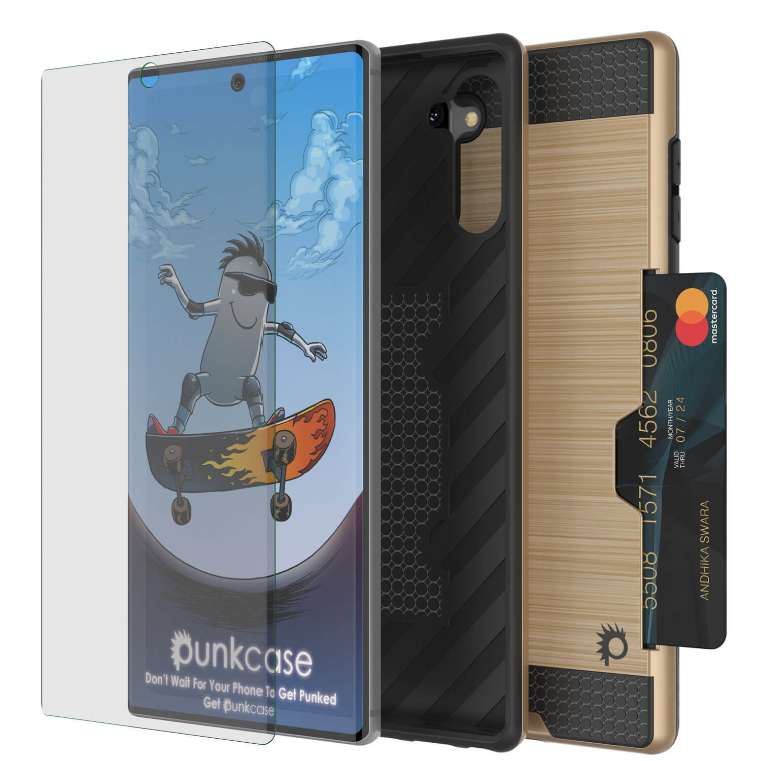 Galaxy Note 10 Case, PUNKcase [SLOT Series] Slim Fit  Samsung Note 10 [Gold]