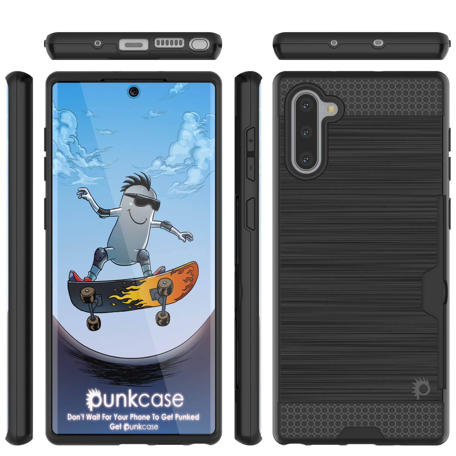 Galaxy Note 10 Case, PUNKcase [SLOT Series] Slim Fit  Samsung Note 10 [Black]