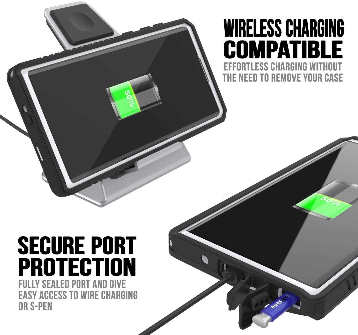 Galaxy Note 10+ Plus Case, Punkcase [Extreme Series] Armor Cover W/ Built In Screen Protector [White]