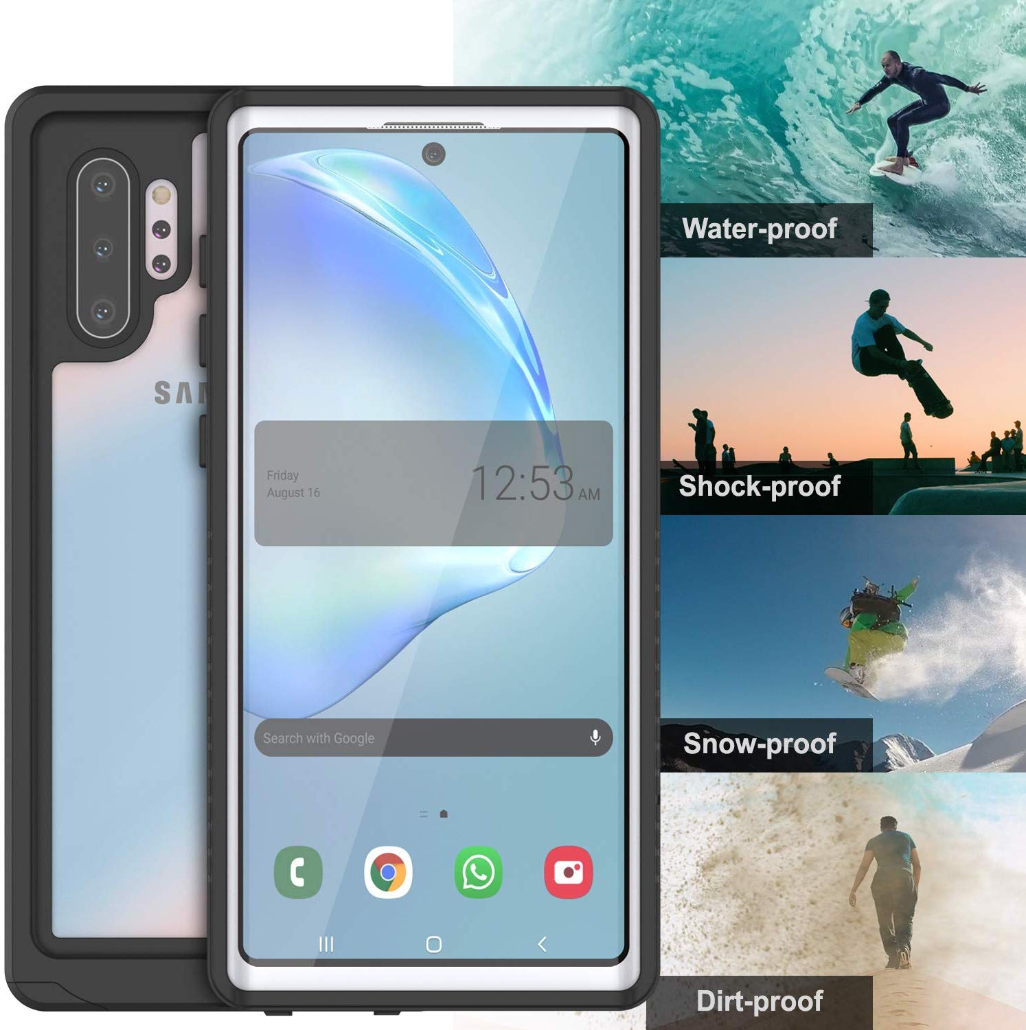 Galaxy Note 10+ Plus Case, Punkcase [Extreme Series] Armor Cover W/ Built In Screen Protector [White]