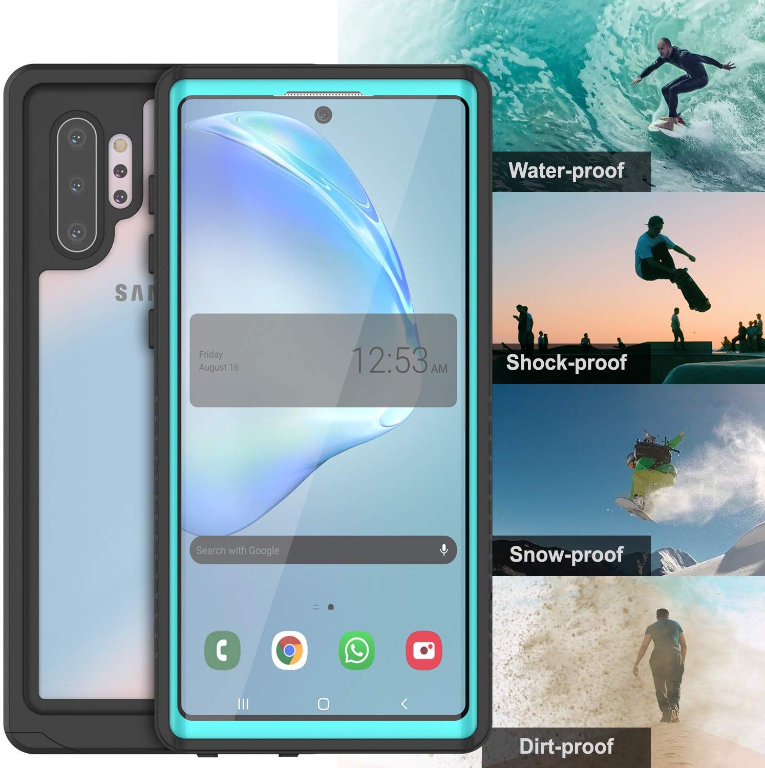 Galaxy Note 10+ Plus Case, Punkcase [Extreme Series] Armor Cover W/ Built In Screen Protector [Teal]