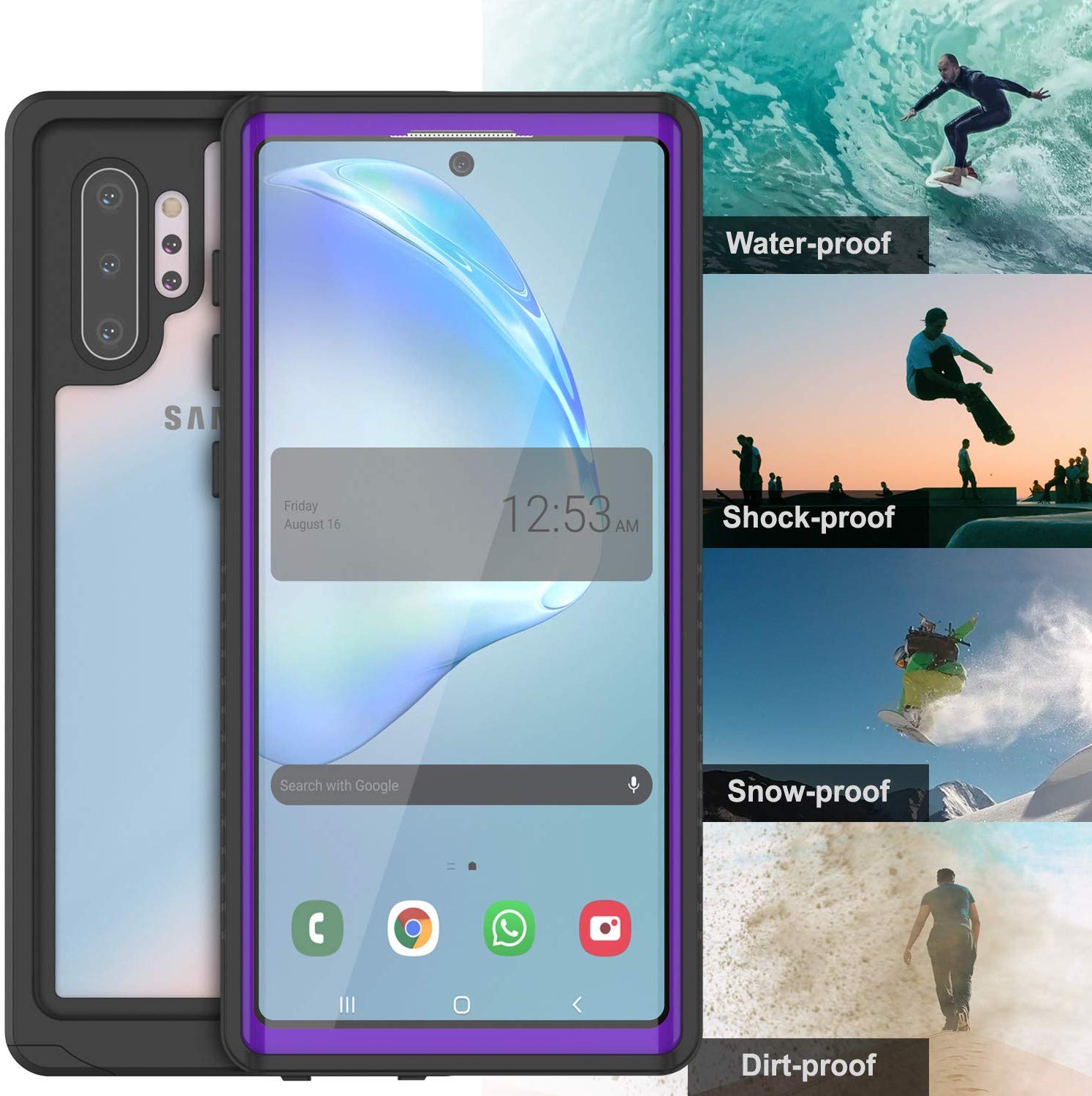 Galaxy Note 10+ Plus Case, Punkcase [Extreme Series] Armor Cover W/ Built In Screen Protector [Purple]