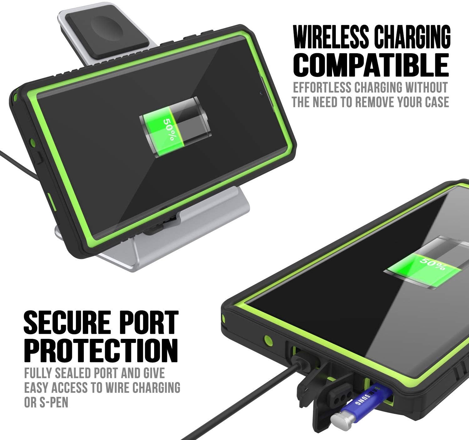 Galaxy Note 10+ Plus Case, Punkcase [Extreme Series] Armor Cover W/ Built In Screen Protector [Light Green]