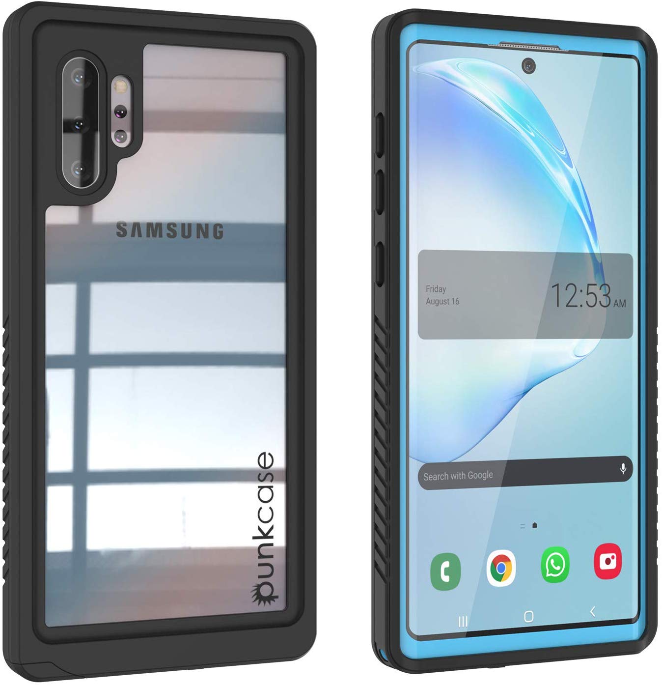 Galaxy Note 10+ Plus Case, Punkcase [Extreme Series] Armor Cover W/ Built In Screen Protector [Light Blue]