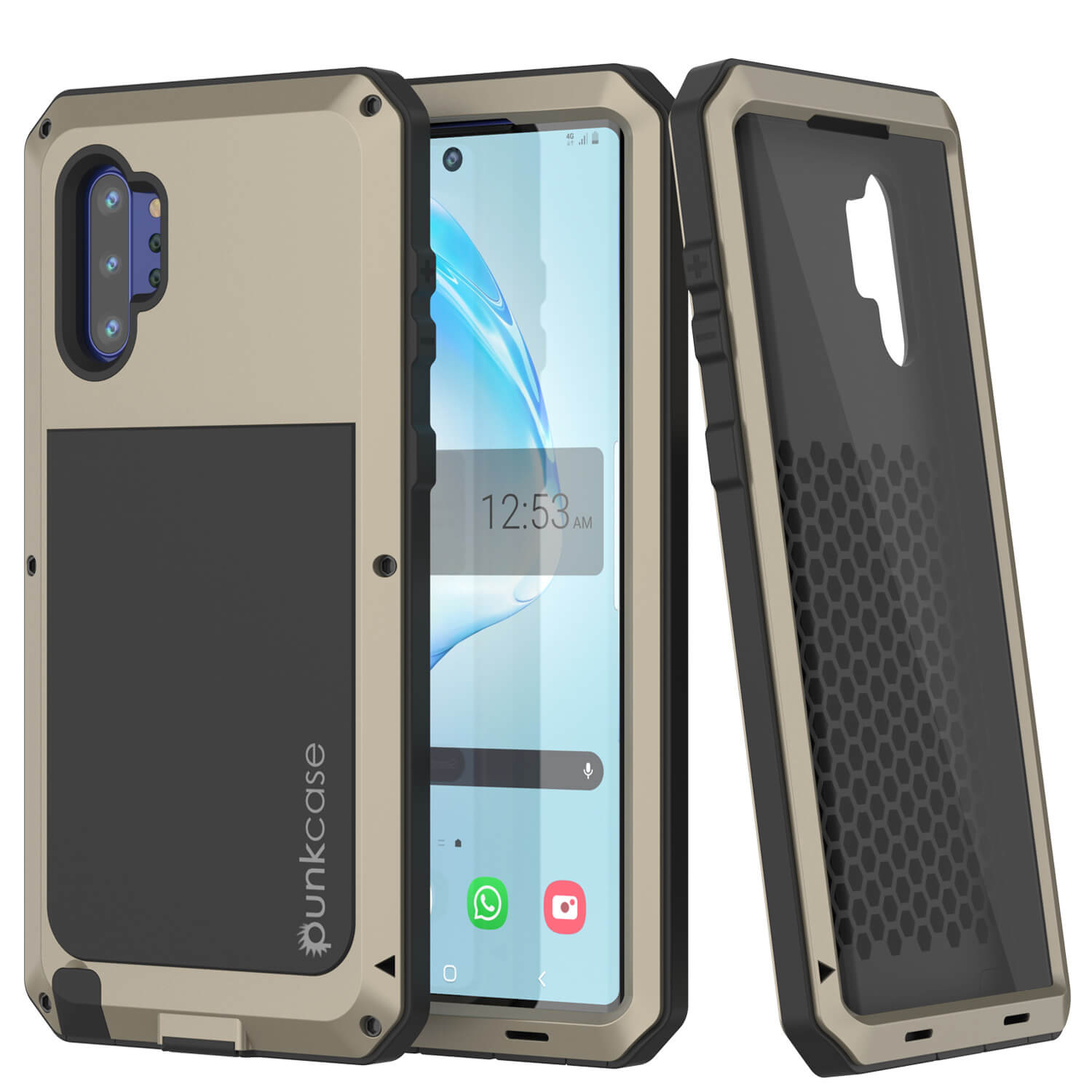 Galaxy Note 10+ Plus  Case, PUNKcase Metallic Gold Shockproof  Slim Metal Armor Case [Gold]