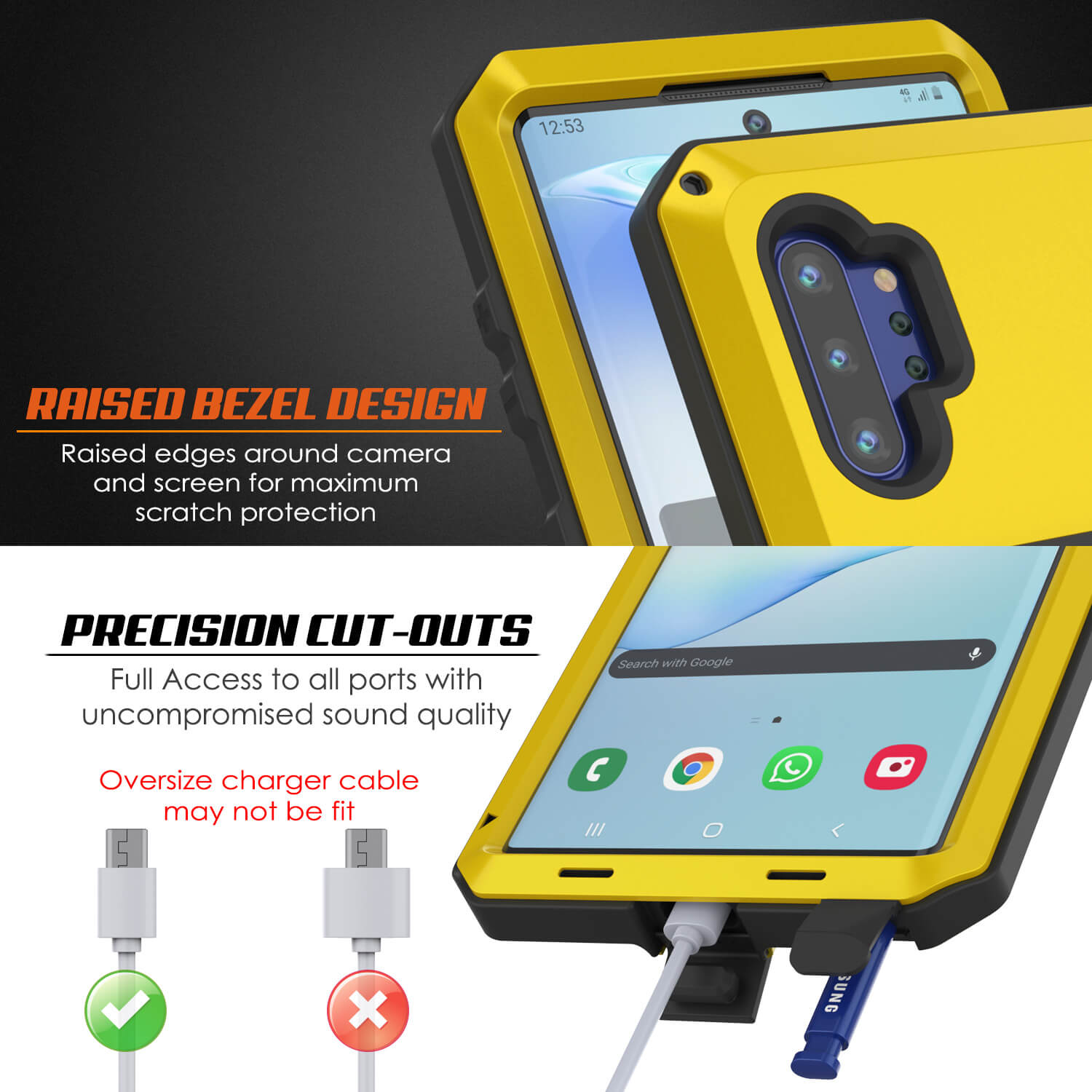 Galaxy Note 10+ Plus  Case, PUNKcase Metallic Neon Shockproof  Slim Metal Armor Case [Neon]