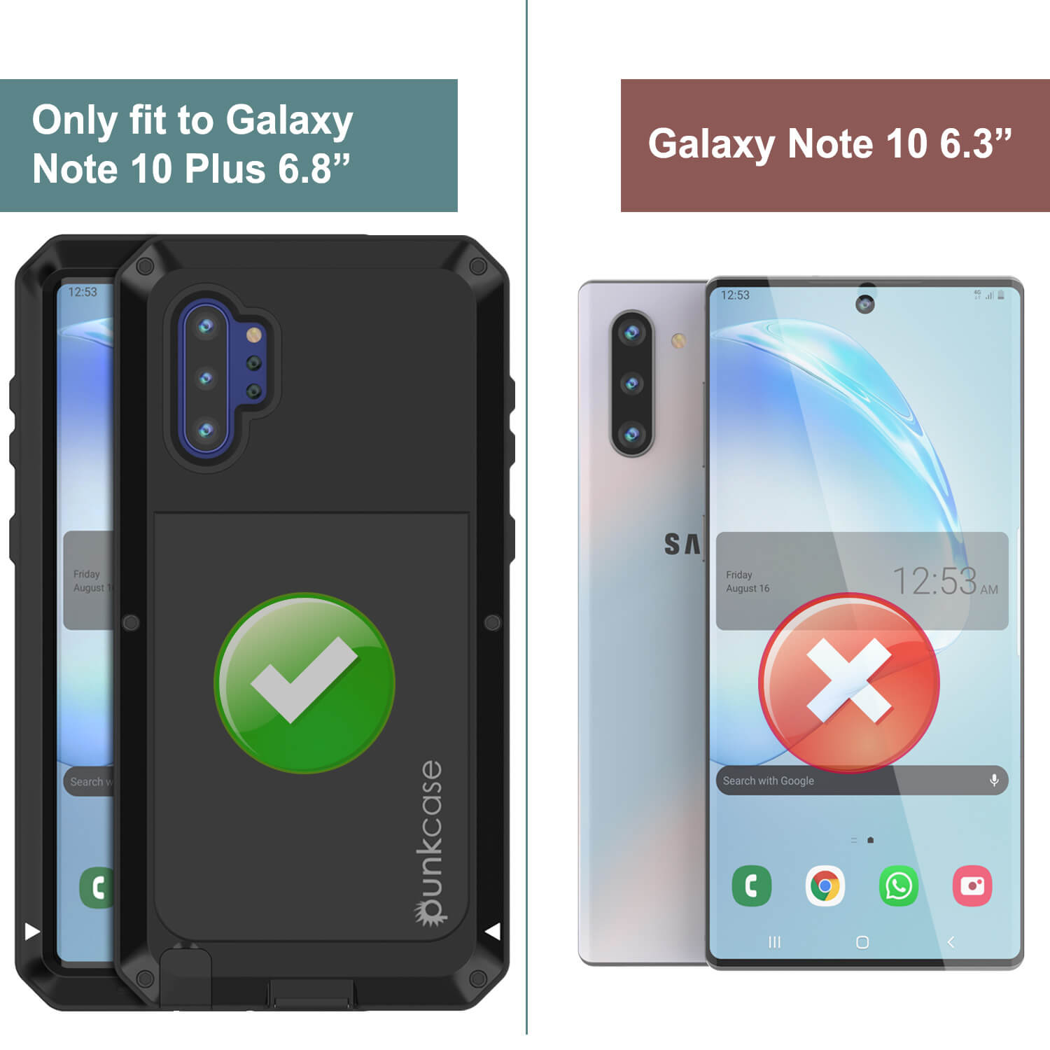 Galaxy Note 10+ Plus Case, PUNKcase Metallic Black Shockproof  Slim Metal Armor Case [Black]